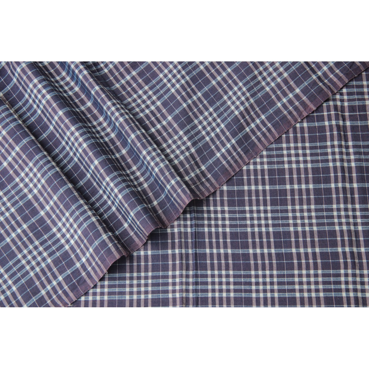 (193) Cotton, mulberry silk Azo free dyed yardage from Chhattisgarh - Lilac, violet, vertical stripes, horizontal stripes, checks