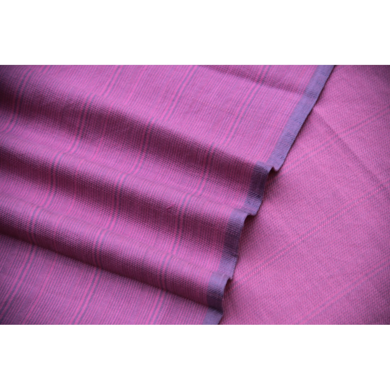 (196) Cotton Azo free dyed yardage from Chhattisgarh - Lilac, pink, horizontal stripes, twill