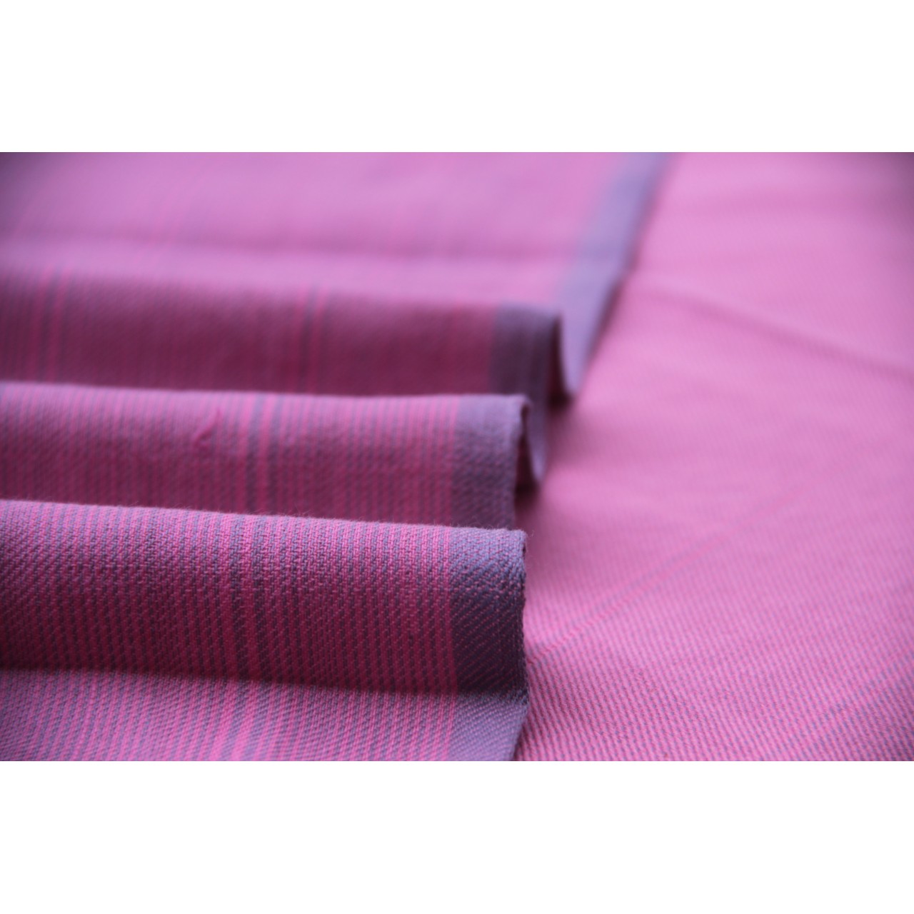 (196) Cotton Azo free dyed yardage from Chhattisgarh - Lilac, pink, horizontal stripes, twill