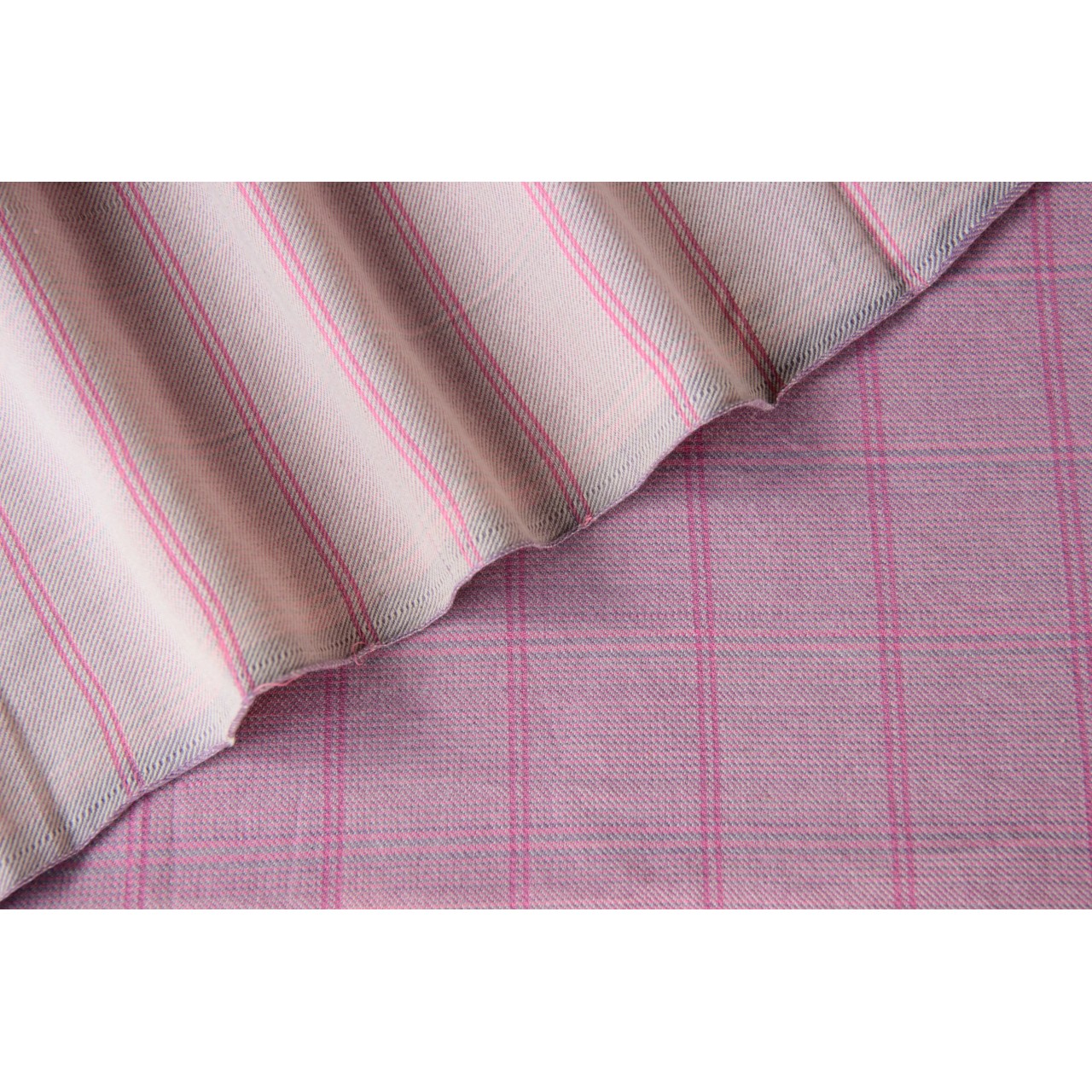 (197) Cotton Azo free dyed yardage from Chhattisgarh - Pink, horizontal stripes, twill