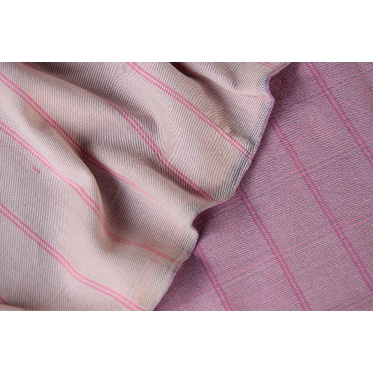 (197) Cotton Azo free dyed yardage from Chhattisgarh - Pink, horizontal stripes, twill