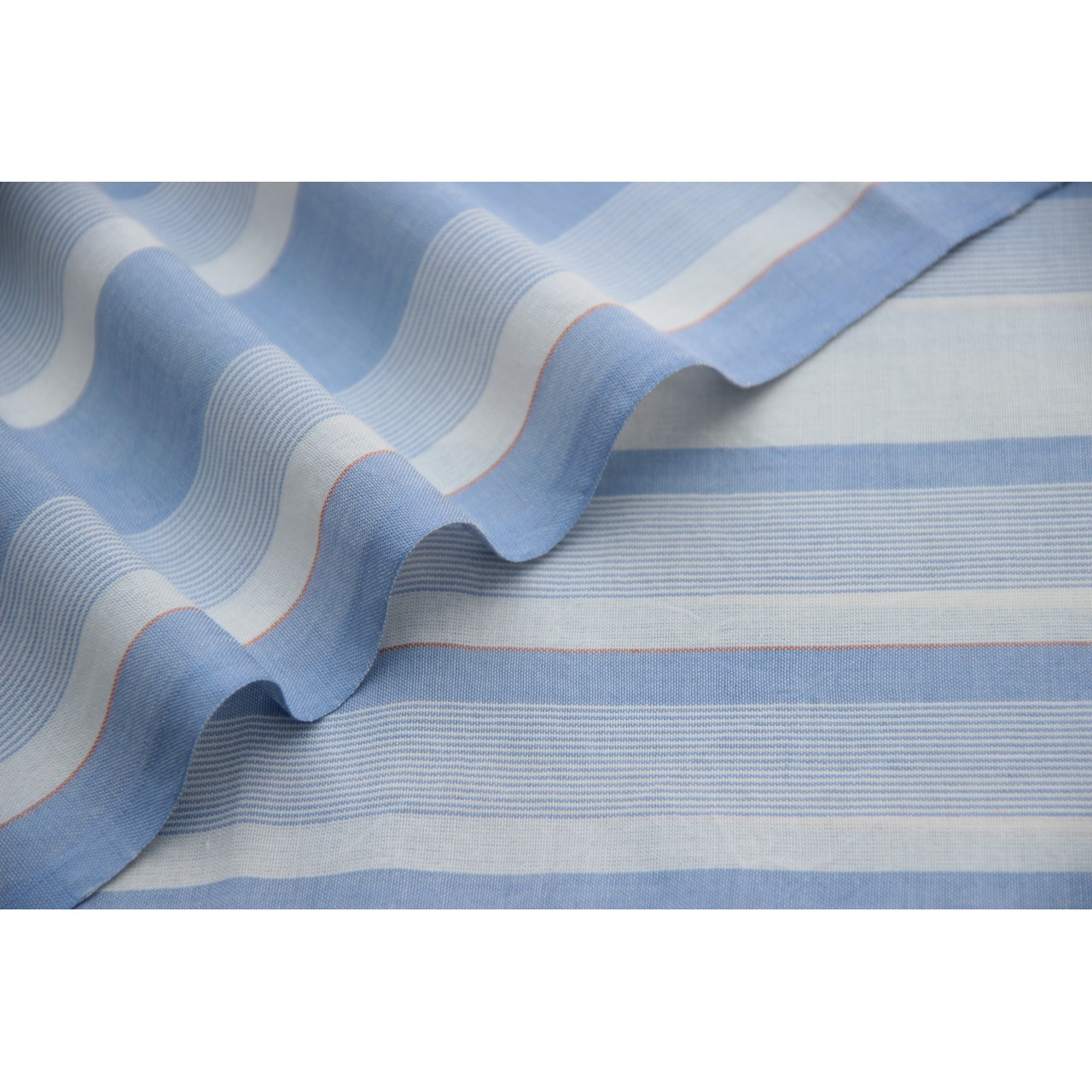 (208) Cotton Azo free dyed yardage from Kutch - Ivory, periwinkle, vertical stripes