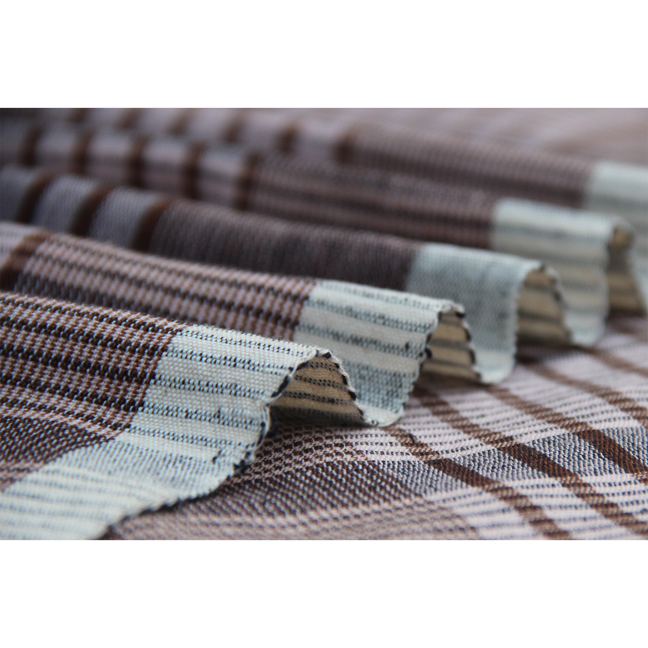(317) Cotton Azo-free dyed yardage from Uttarakhand - Light peach, purple, light brown, checks