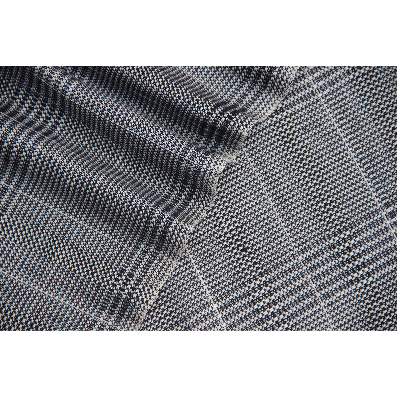 (332) Cotton Azo-free dyed yardage from Ladakh - White, black, vertical stripes, horizontal stripes, textured