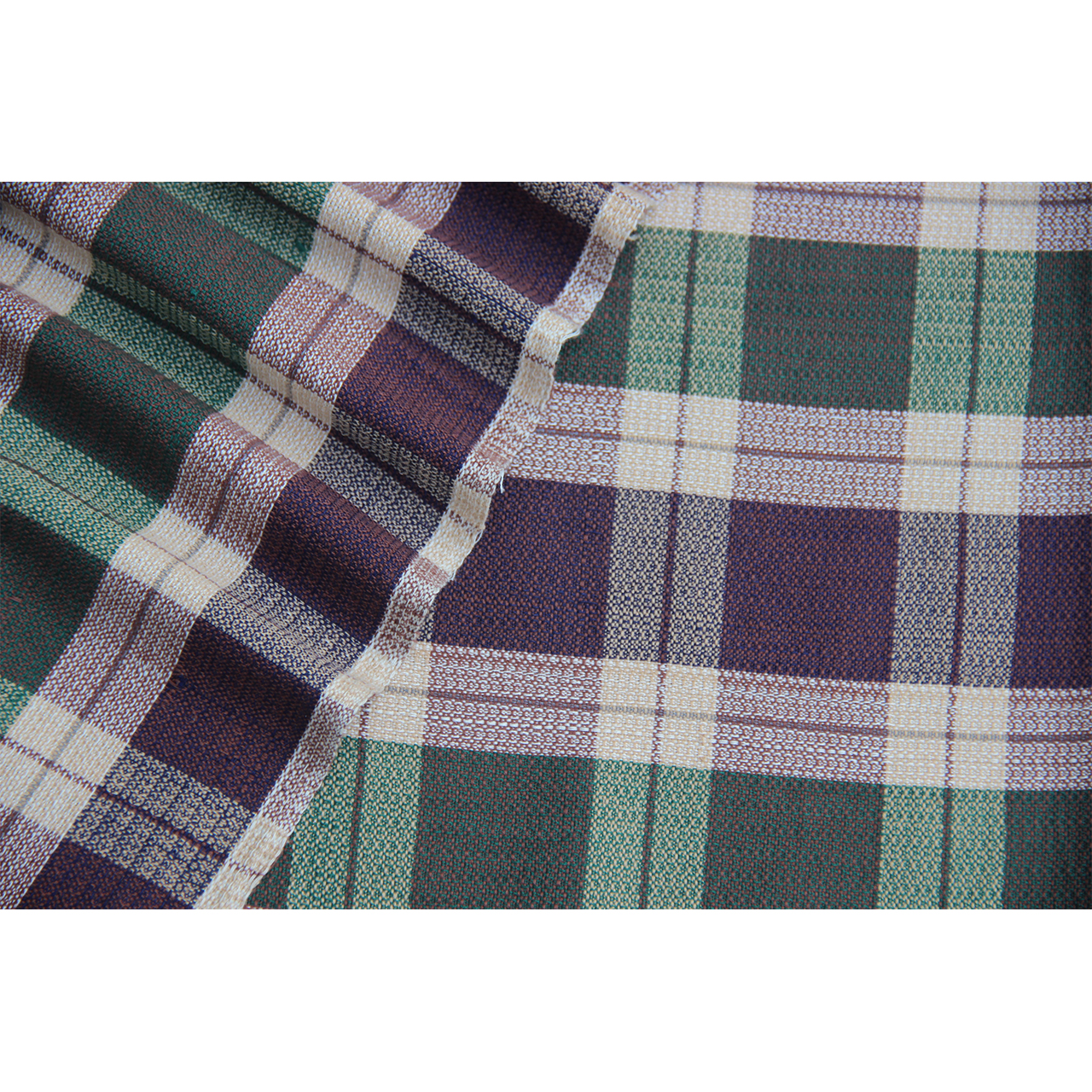 (341) Cotton Azo-free dyed yardage from Chattisgarh - Blue, green, checks