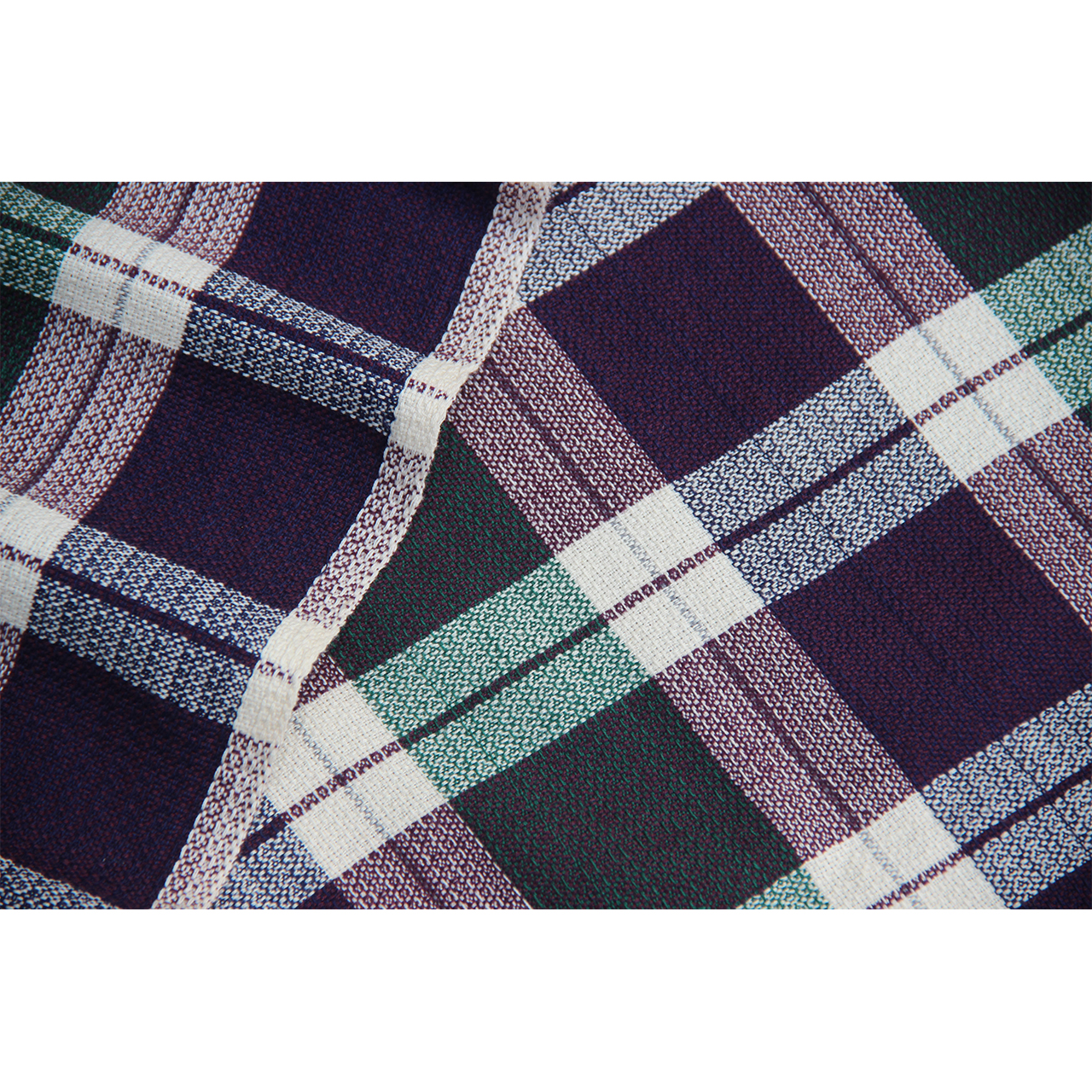 (351) Cotton Azo-free dyed yardage from Chattisgarh - Green, blue, checks