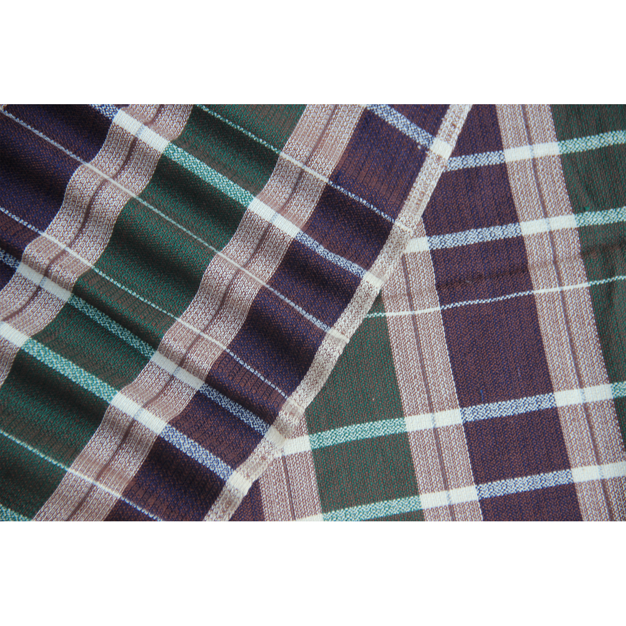 (364) Cotton Azo-free dyed yardage from Chattisgarh - Green, blue, red, checks, textured