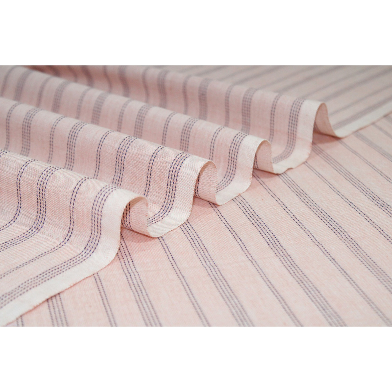 (181) Cotton Azo free dyed yardage from Chhattisgarh - Light saffron, vertical stripes