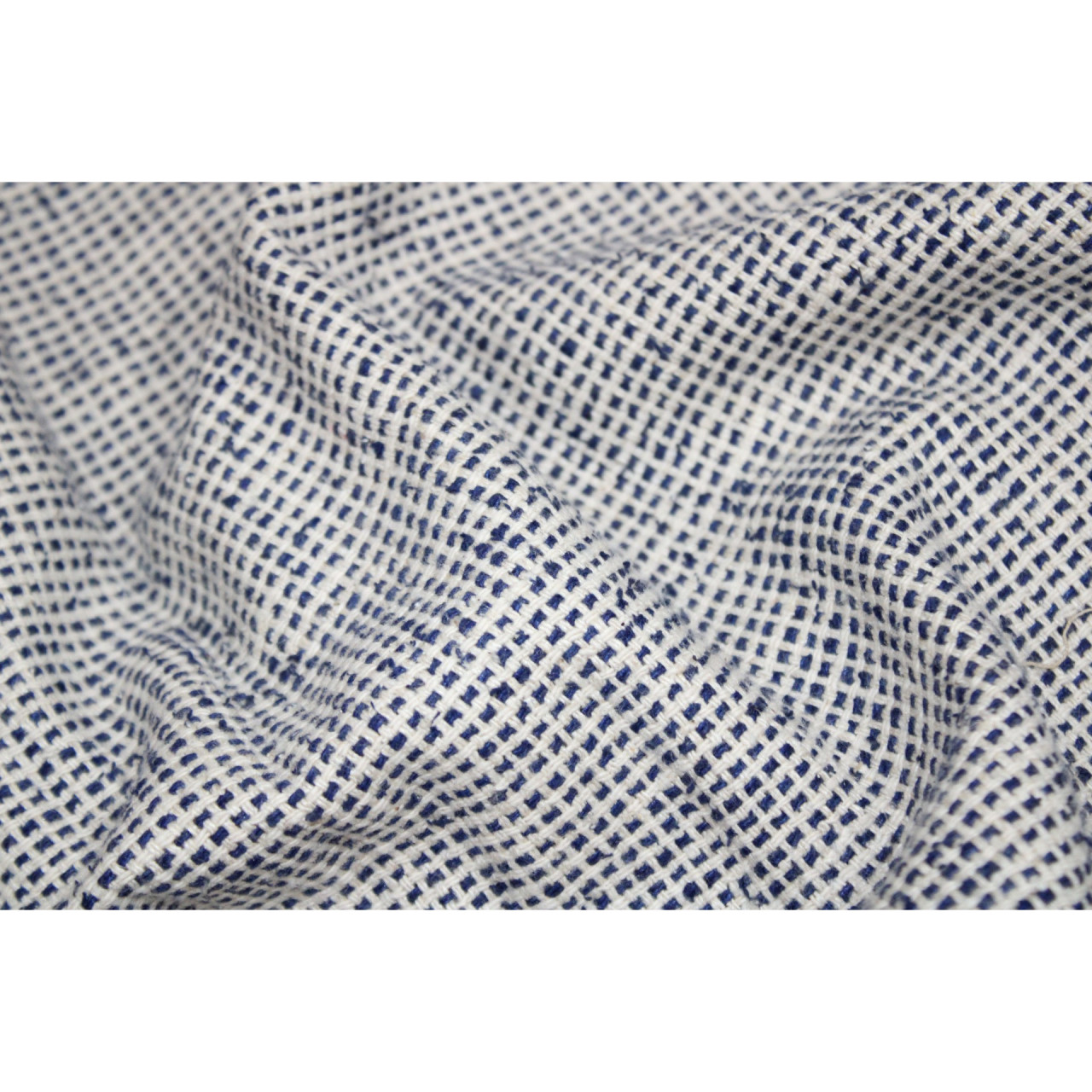 (1336) Silk noil Azo-free dyed yardage from Bihar - Indigo, off white