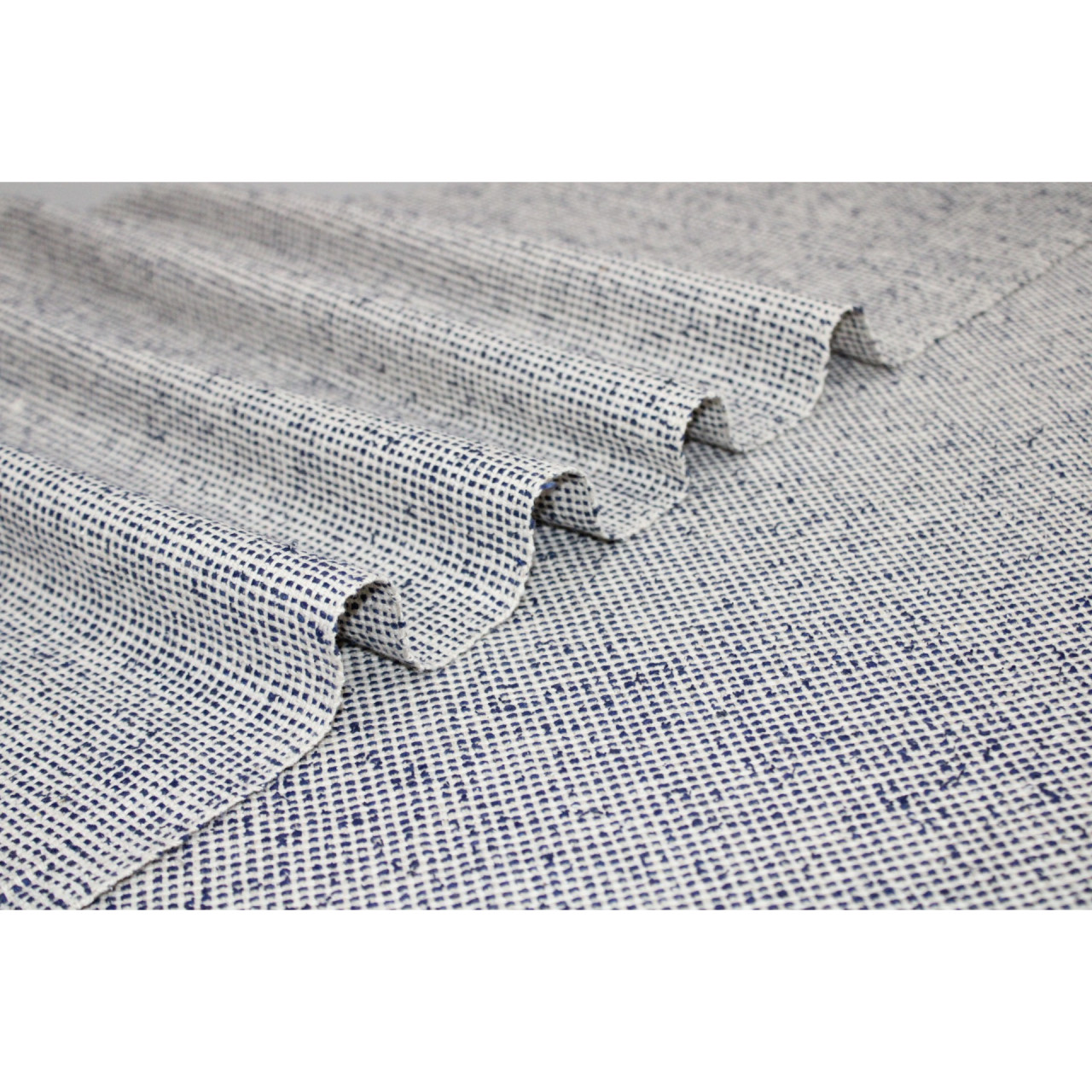 (1336) Silk noil Azo-free dyed yardage from Bihar - Indigo, off white