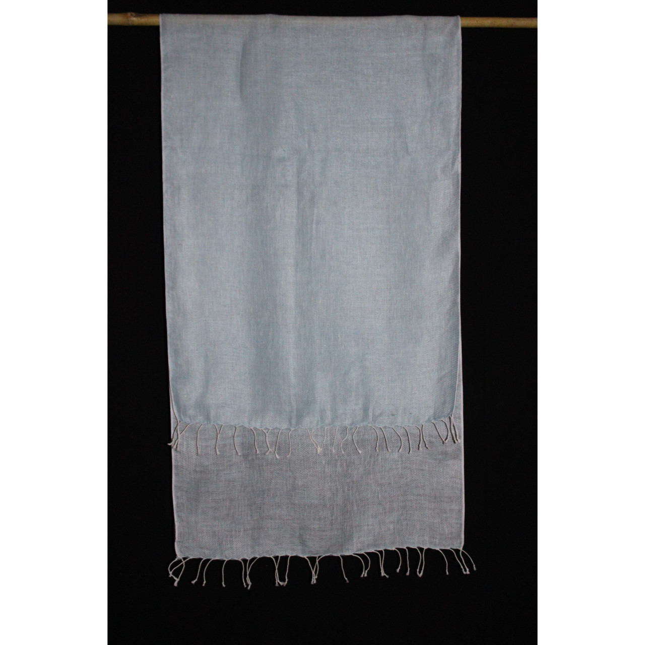 (1425) Linen Azo-free dyed stole from Bihar - Green, mustard, stripes