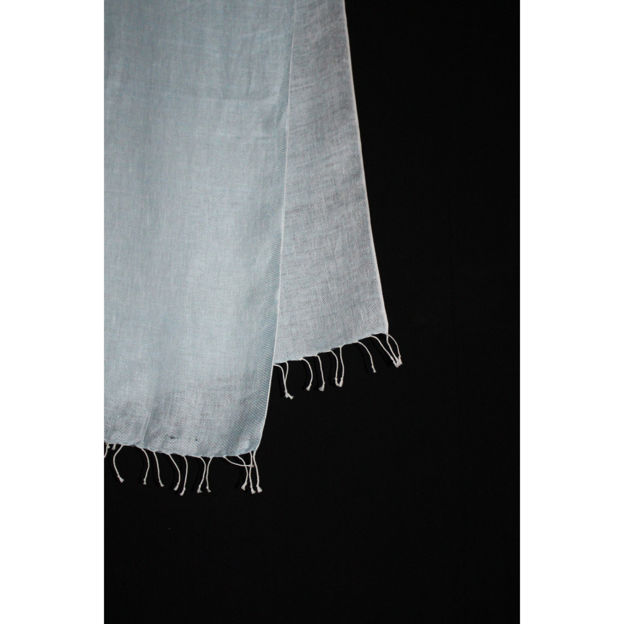 (1425) Linen Azo-free dyed stole from Bihar - Green, mustard, stripes