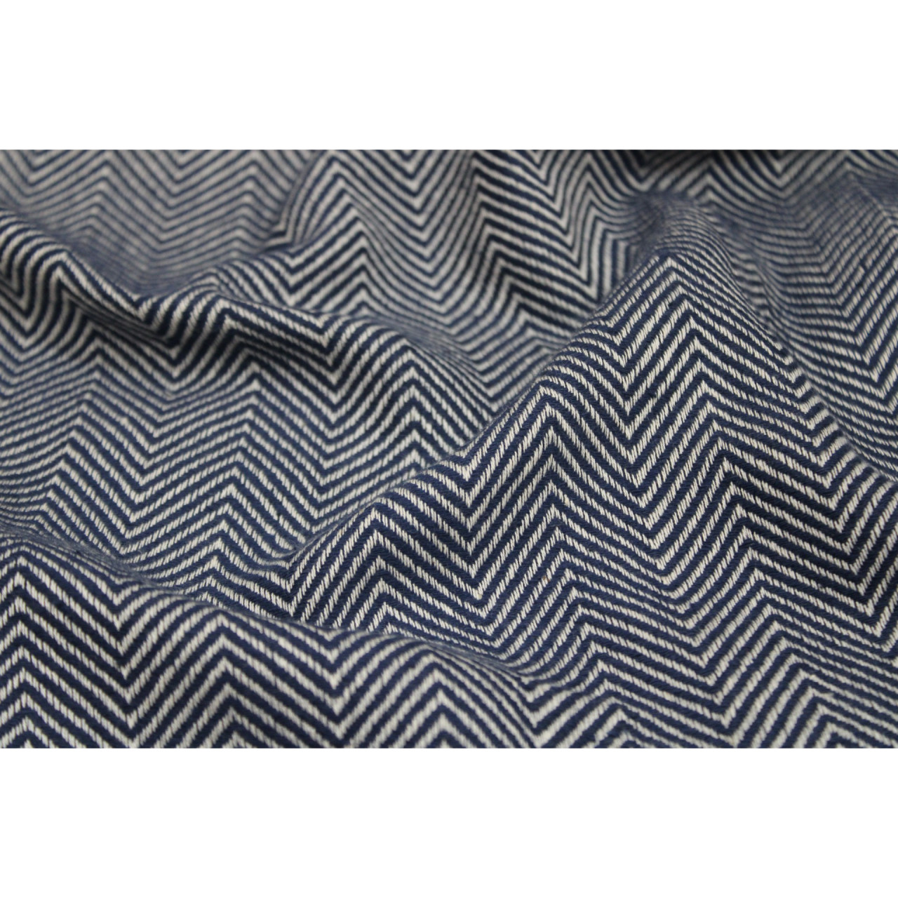 (1430) Cotton and khadi  Azo-free dyed throw from Bihar - Indigo, white, textured, piped fringes