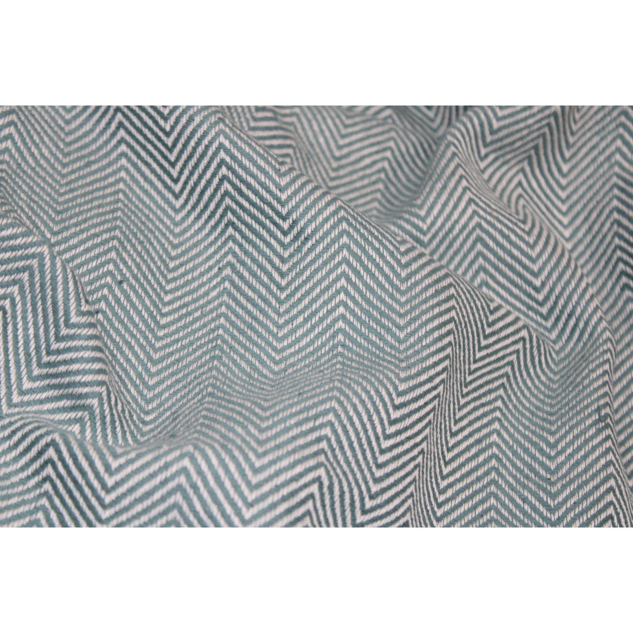 (1440) Cotton and khadi  Azo-free dyed throw from Bihar - Green, piped fringes, textured, white