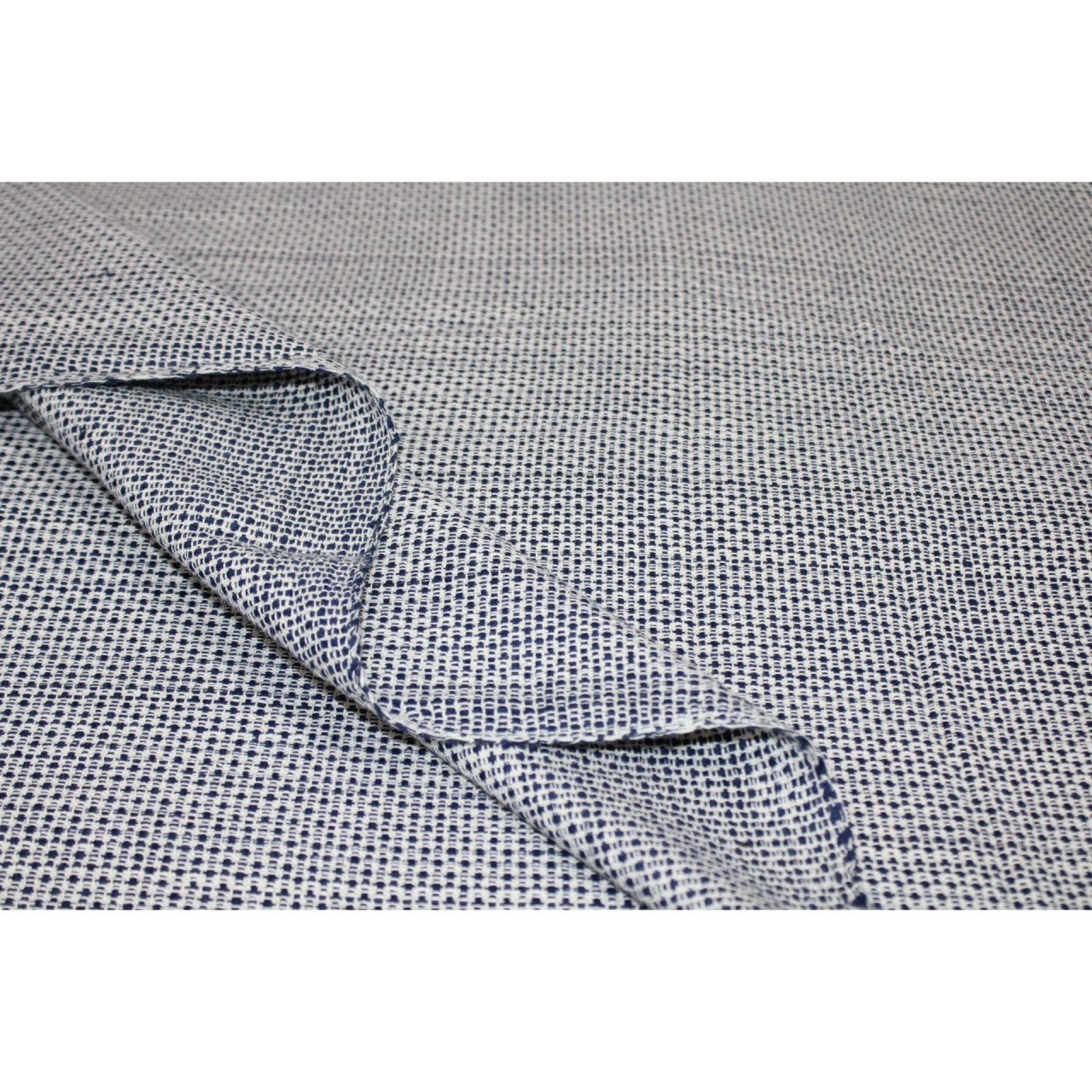 (45) Cotton Azo-free dyed yardage from Bihar - Textured, indigo, kora, white, off white