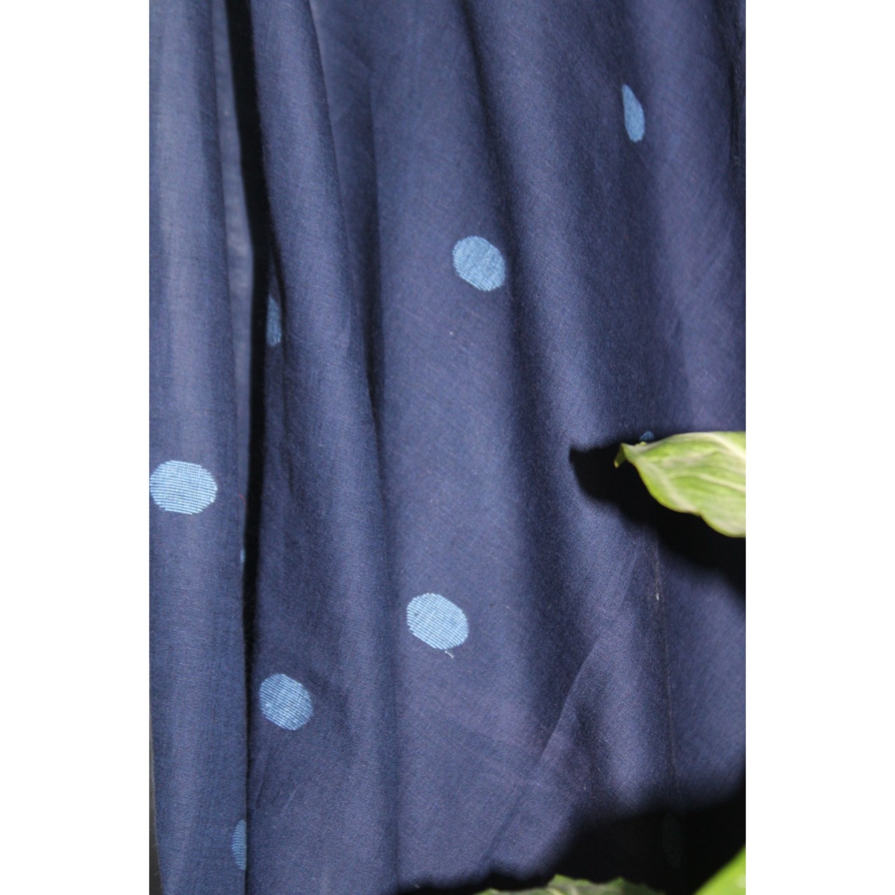 (1153) Cotton Azo-free dyed Jamdani sari from Burdwan with cotton motifs - Indigo, kora