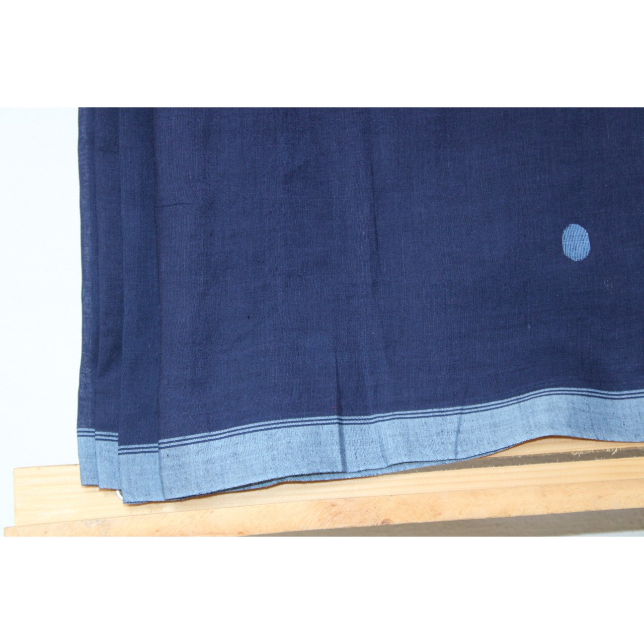 (1153) Cotton Azo-free dyed Jamdani sari from Burdwan with cotton motifs - Indigo, kora