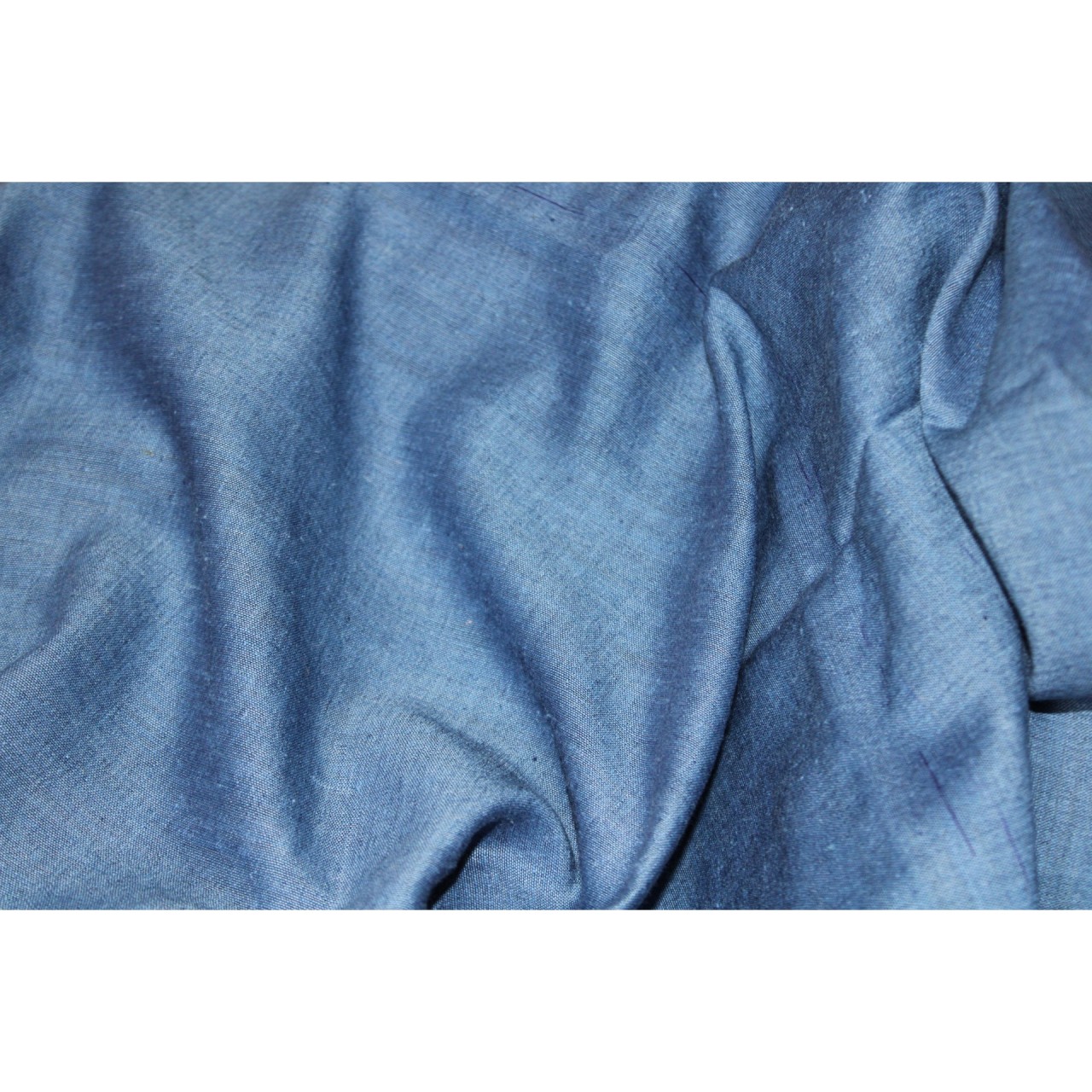 (1153) Cotton Azo-free dyed Jamdani sari from Burdwan with cotton motifs - Indigo, kora