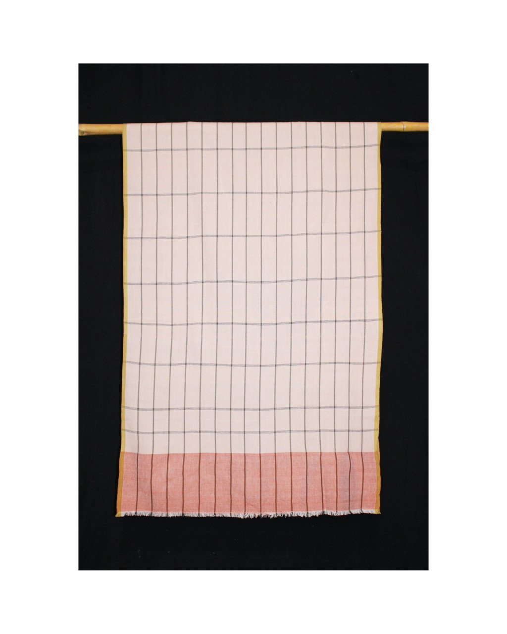 (407) Cotton Azo-free dyed stole from Nagaland - Peach, blue, vertical stripes, horizontal stripes