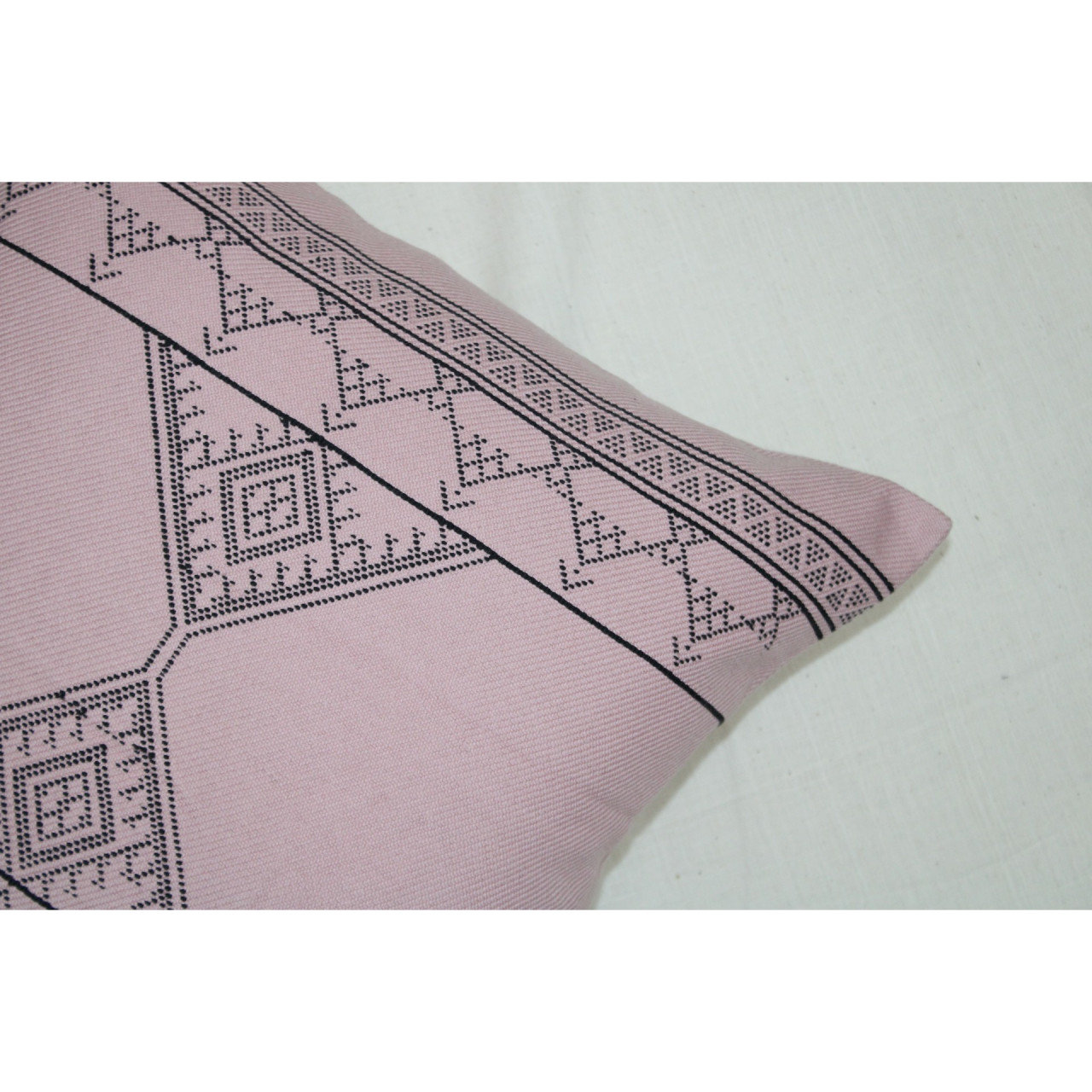 (1491) Kala cotton Azo-free dyed Kutchy cushion cover from Kutch with kala cotton motifs and kala cotton motifs - Peach, black, motif