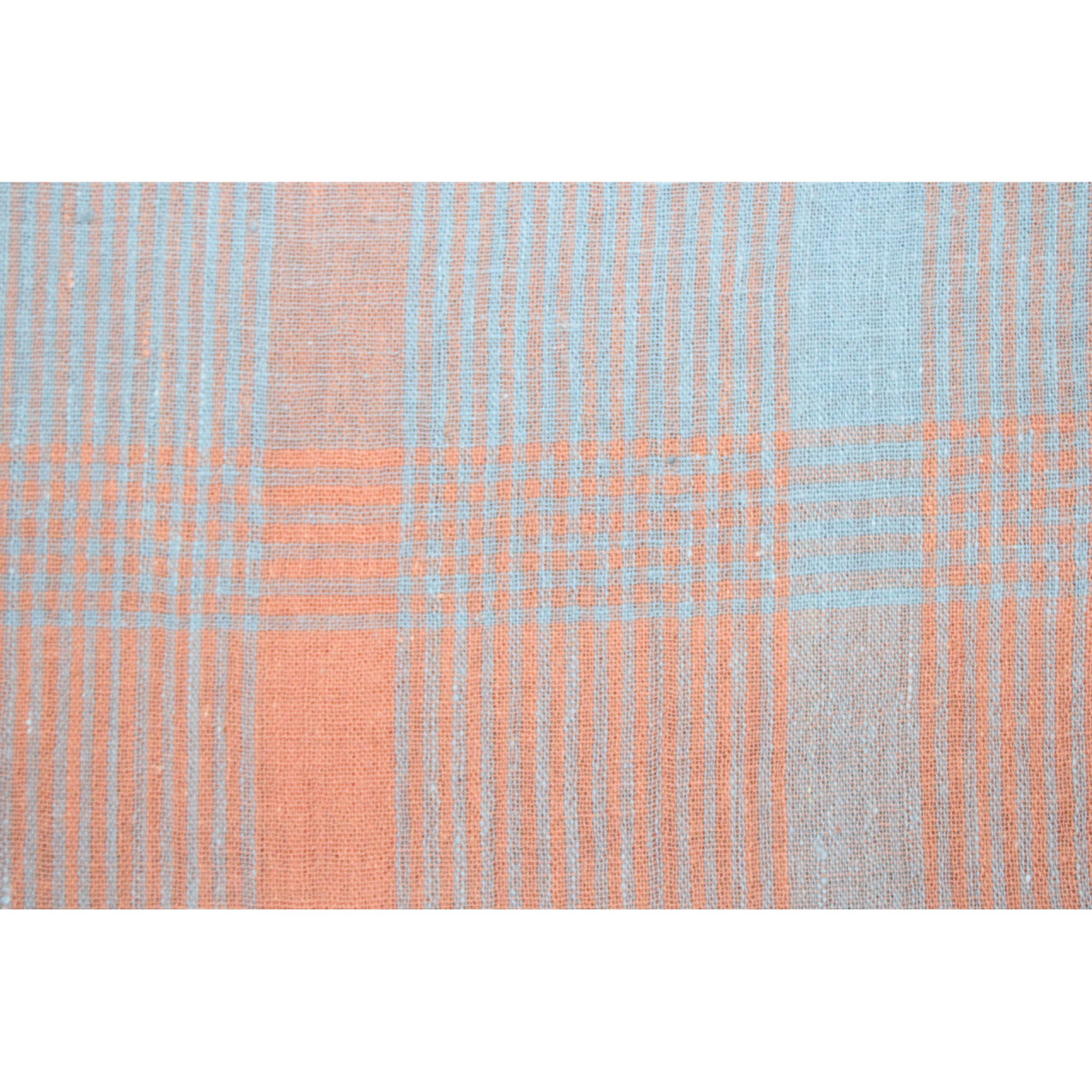 (1952) Kala cotton Azo-free dyed Kutchy yardage from Kutch - Orange, sky blue, checks, stripes, plain