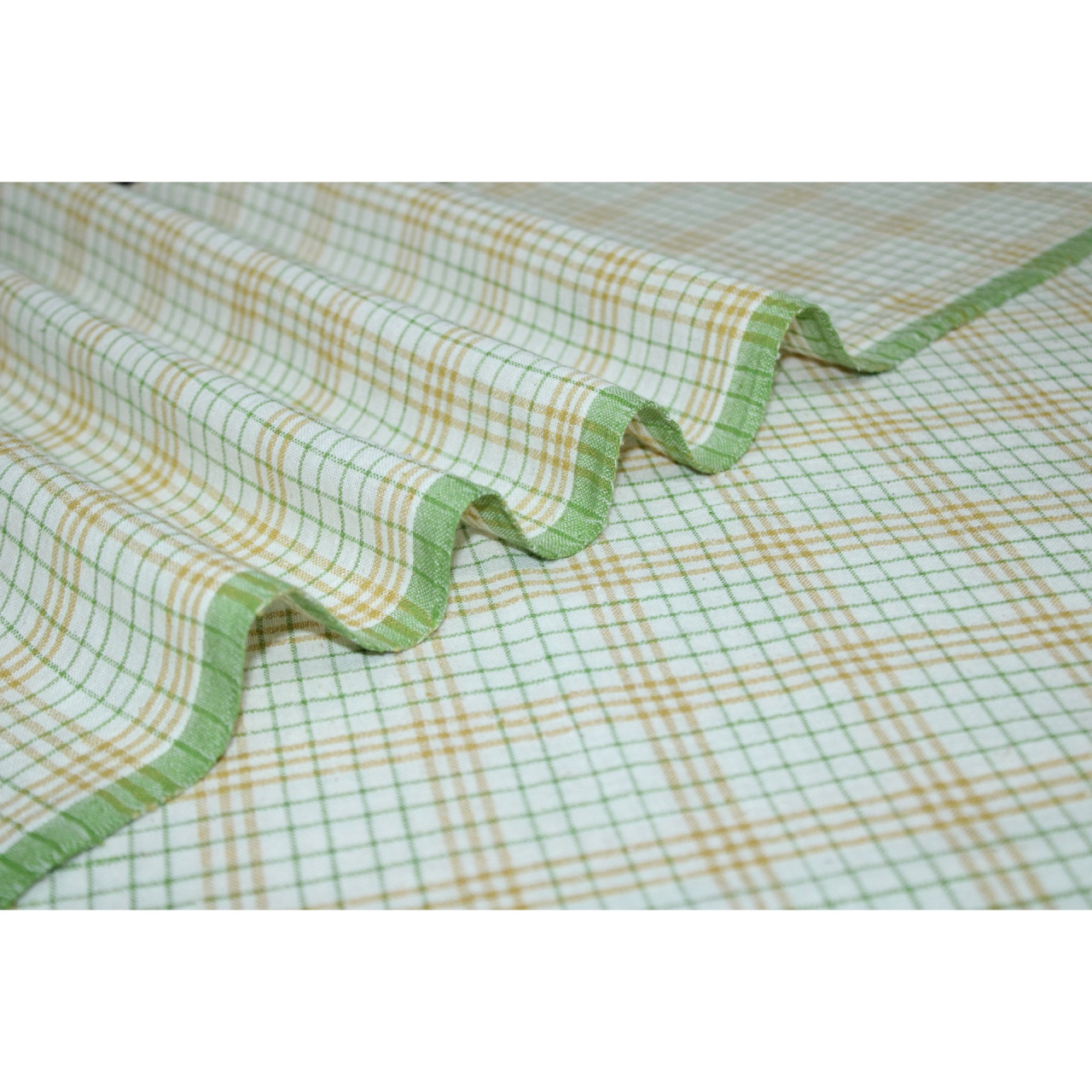 (2123) Kala cotton Azo-free dyed Kutchy yardage from Kutch - Yellow, green, white, checks