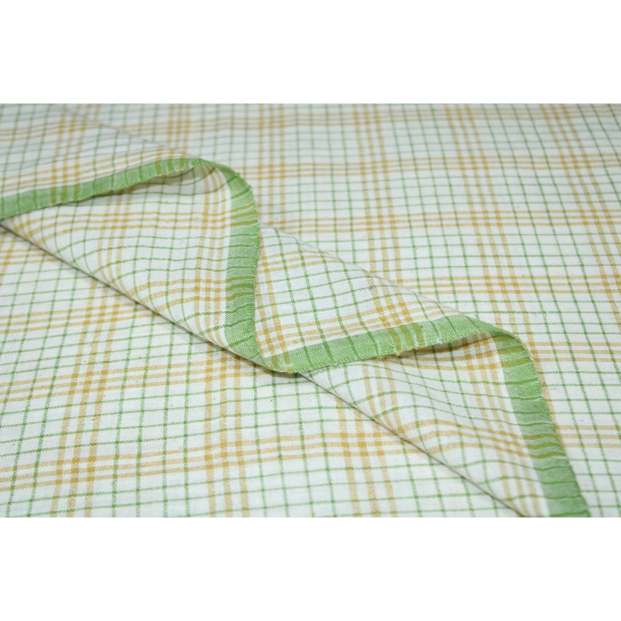 (2123) Kala cotton Azo-free dyed Kutchy yardage from Kutch - Yellow, green, white, checks