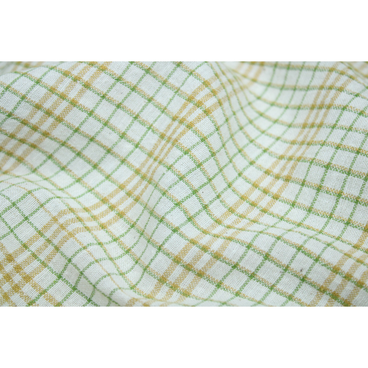 (2125) Kala cotton Azo-free dyed Kutchy yardage from Kutch - Green, white, yellow, checks, plain