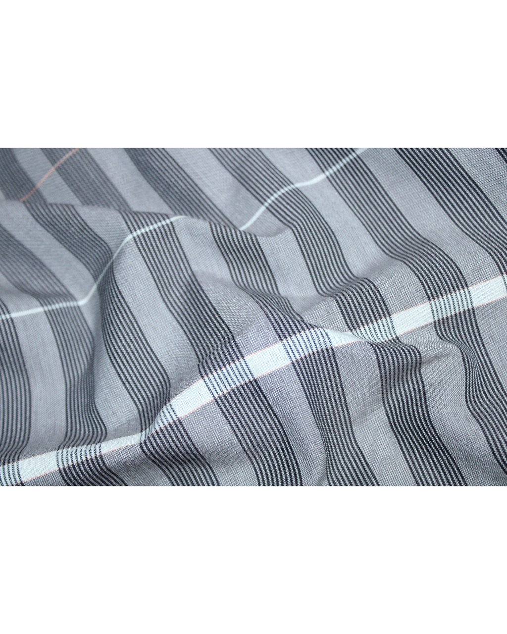 (2162) Cotton Azo-free dyed Kutchy stole from Kutch with cotton extra-weft - Grey, white, black, stripes, orange, textured, pompoms