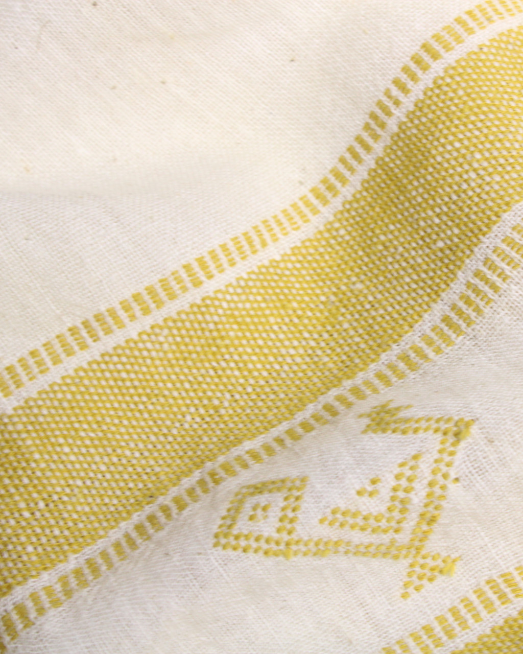 (2518) Kala cotton and cotton Azo-free dyed Kutchy dupatta from Kutch with kala cotton motifs and kala cotton motifs - Off white, mustard yellow, sky blue, space dyed, motif, turquoise, light blue, yellow, pompoms