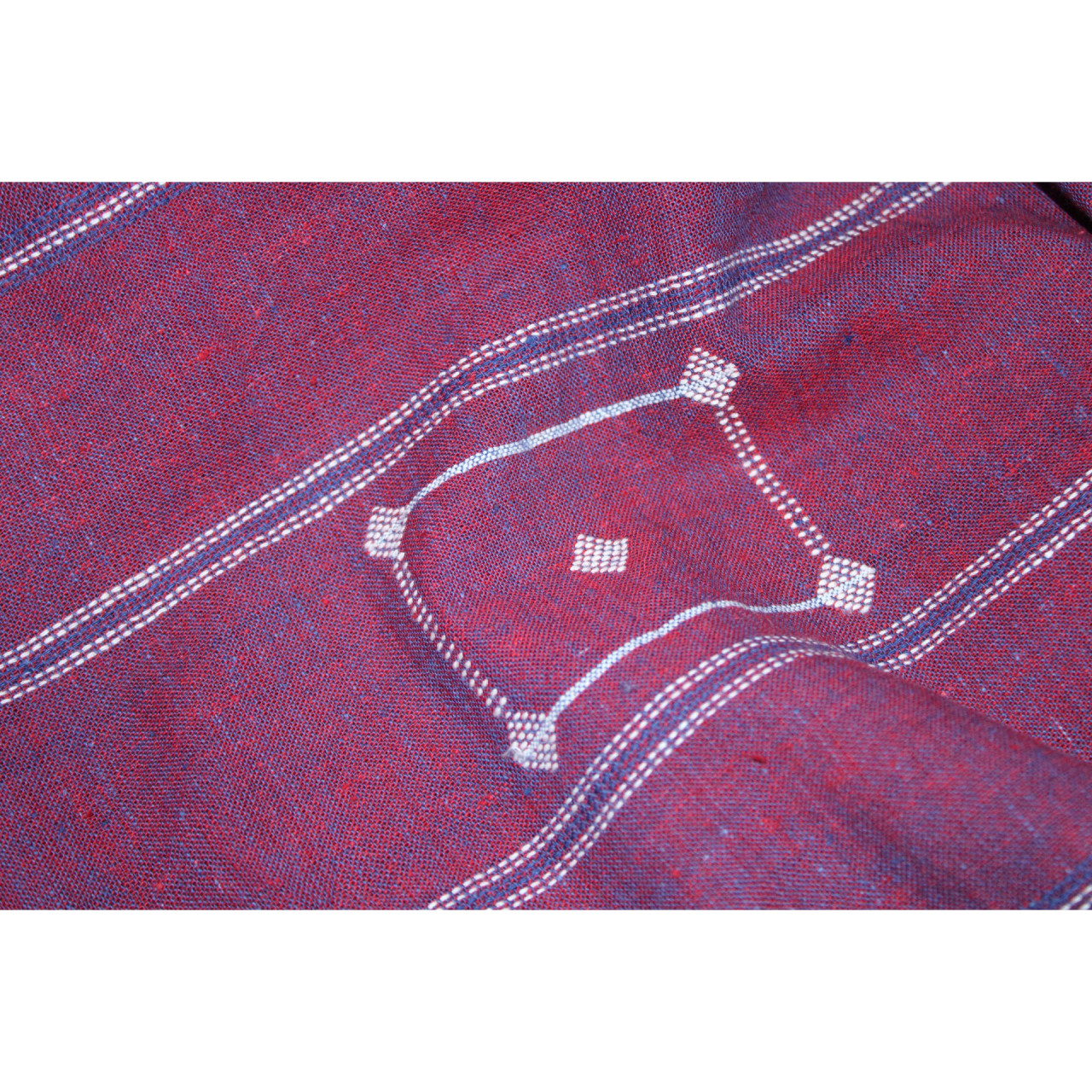 (279) Cotton Azo free dyed Kutchy stole with Motif - Maroon, horizontal stripes
