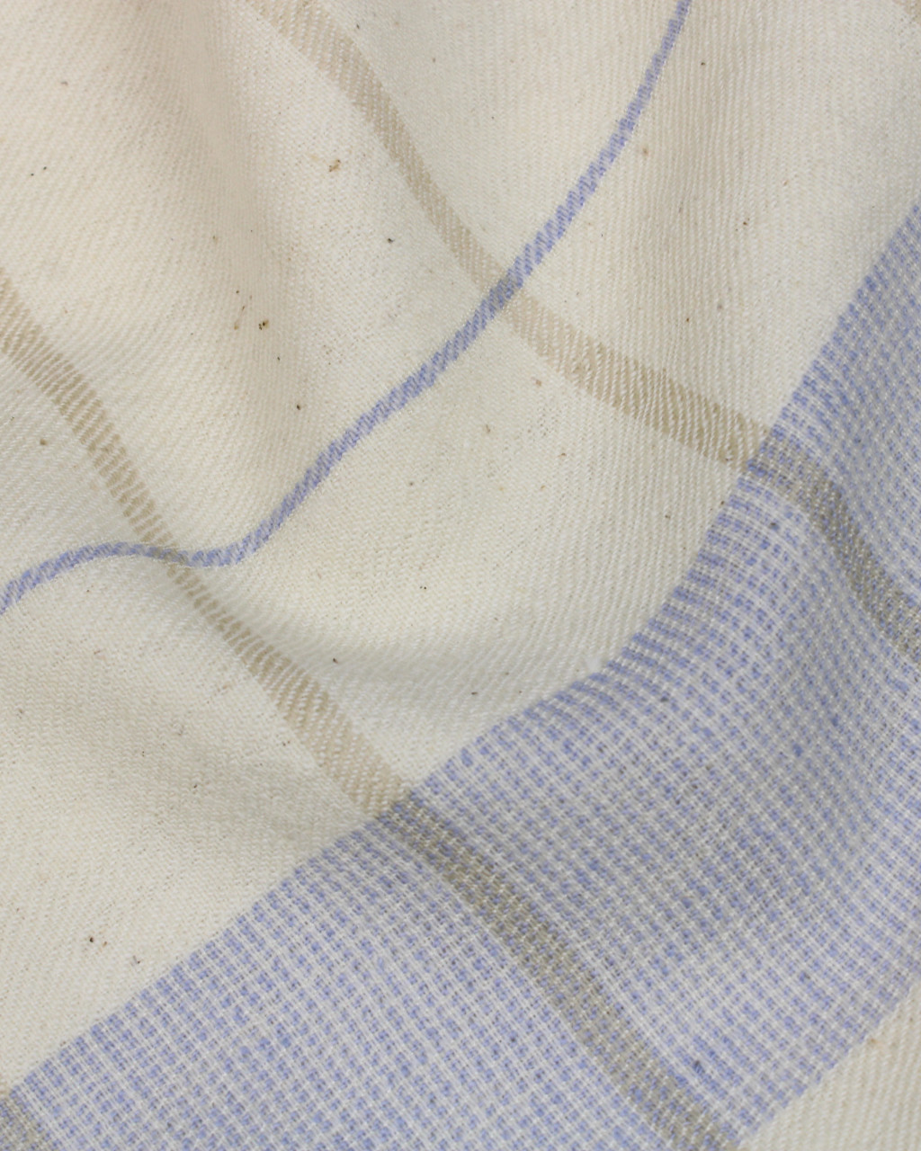 (2882) Cotton, khadi and eri silk Azo-free dyed Kutchy stole from Kutch - Blue, blue grey, light blue, sky blue, beige, checks, stripes, horizontal stripes, vertical stripes