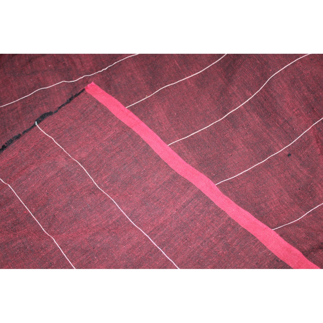 (598) Kala cotton Azo-free dyed Kutchy sari from Kutch with kala cotton motifs and kala cotton motifs - Black, maroon, white, motif