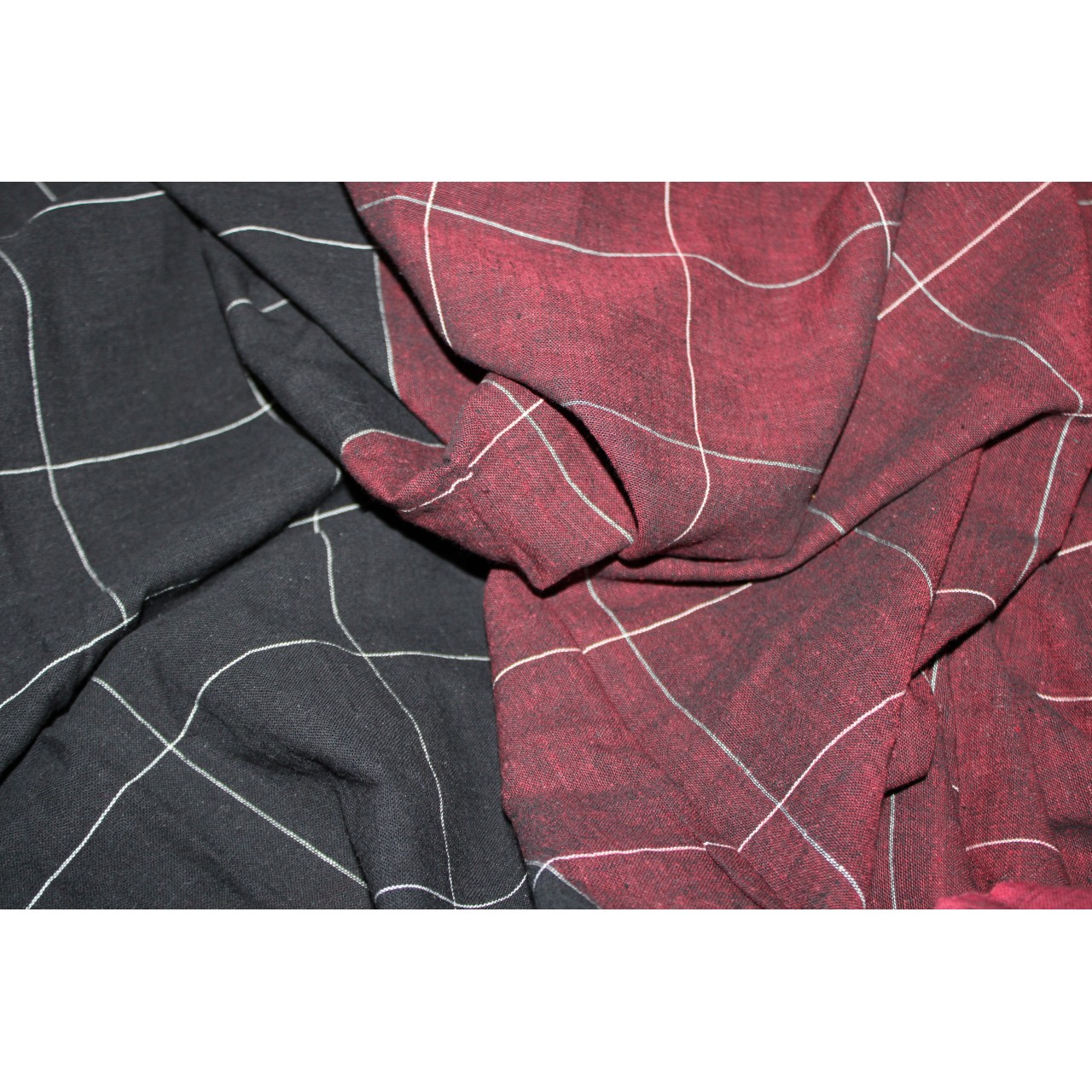 (599) Kala cotton Azo-free dyed Kutchy sari from Kutch with kala cotton motifs - Black, maroon, white, motif, pompoms