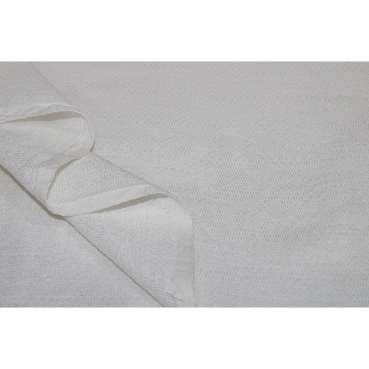(1575) Cotton undyed yardage from Maheshwar - White, textured