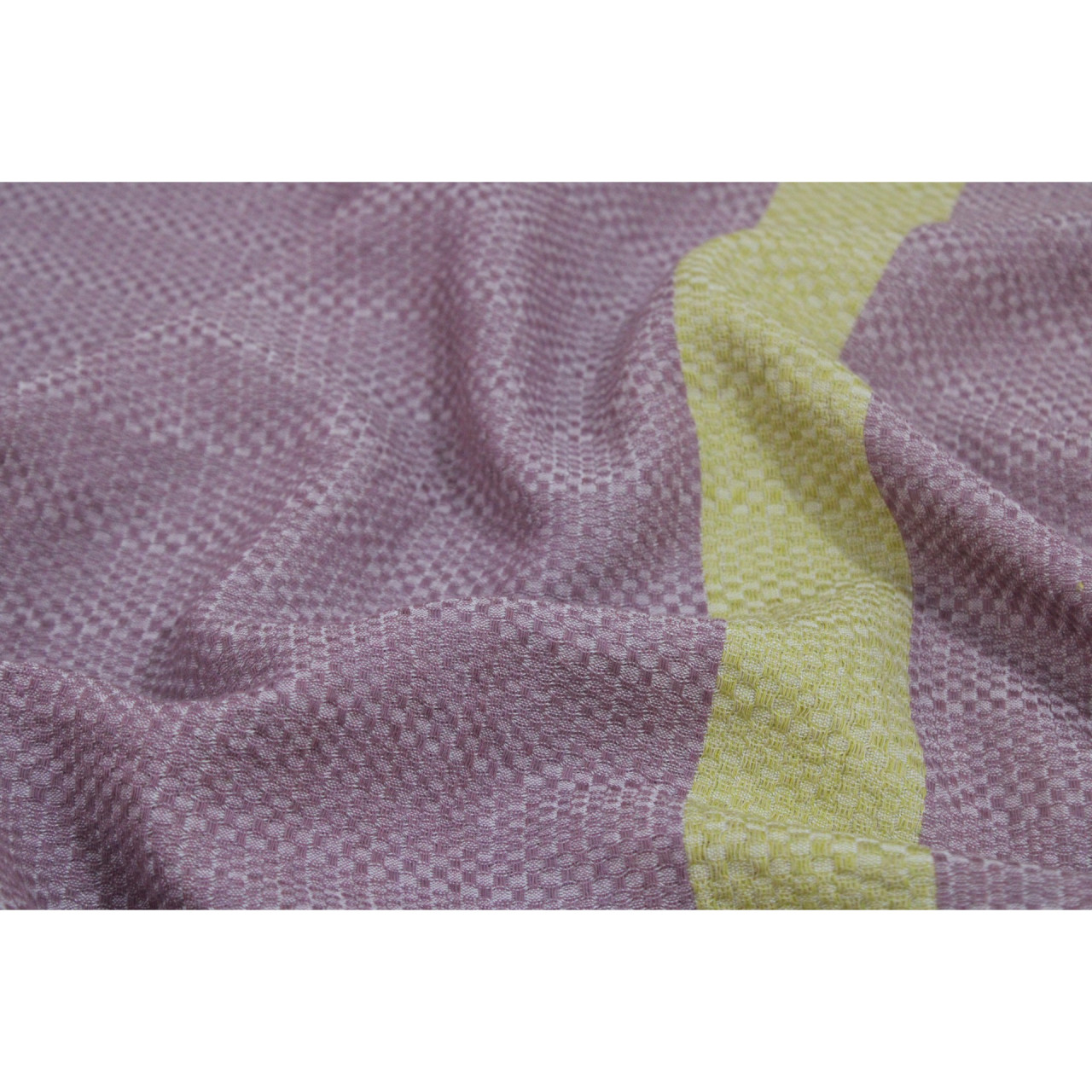 (1598) Cotton Azo-free dyed stole from Maheshwar - Purple, white, mustard, stripes, piped fringes