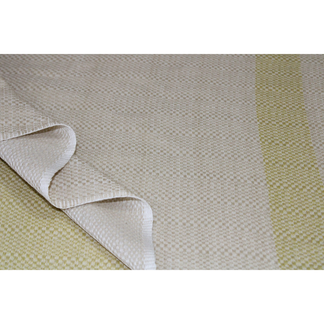 (1599) Cotton Azo-free dyed stole from Maheshwar - Off white, mustard, stripes, piped fringes