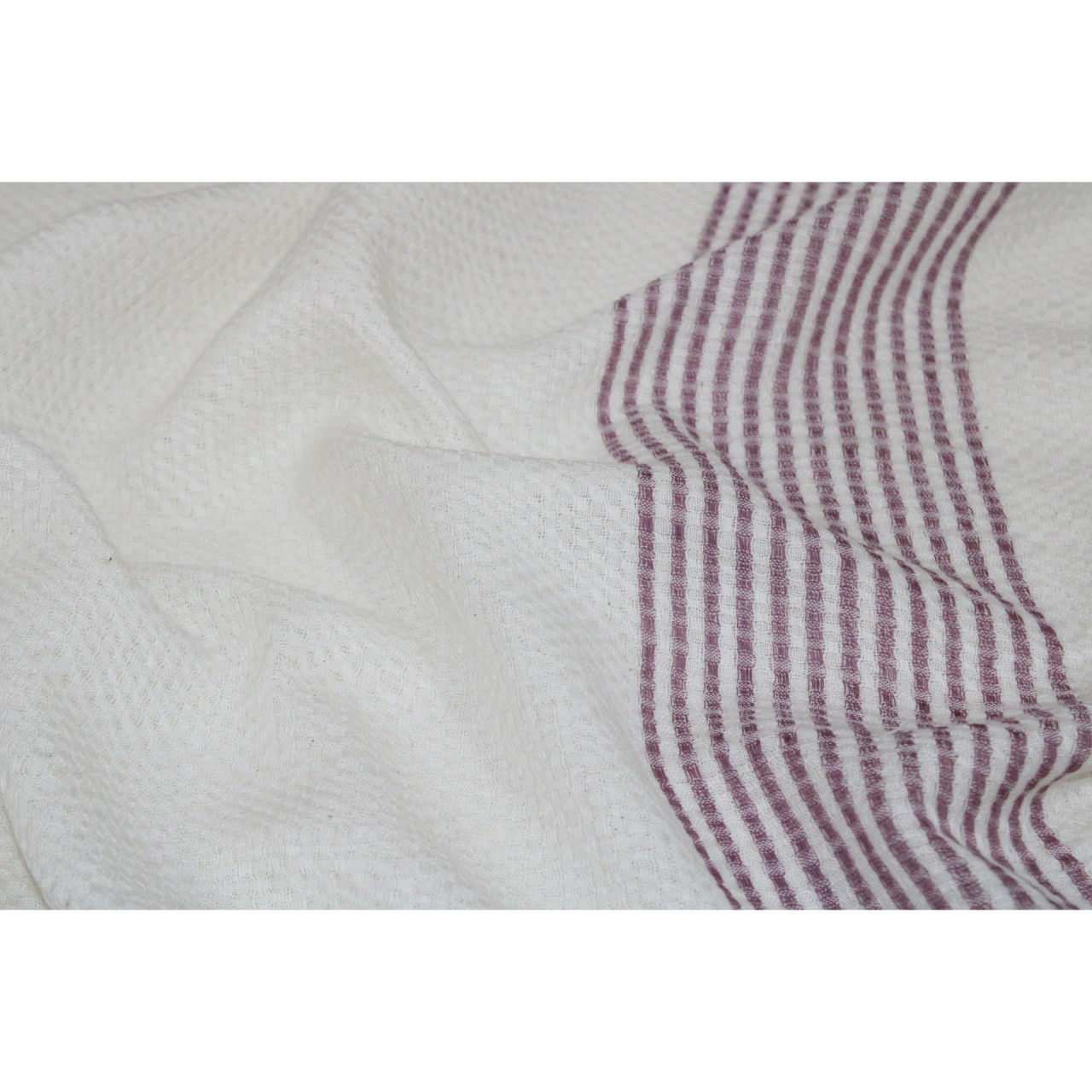 (1622) Cotton Azo-free dyed stole from Maheshwar - Kora, purple, piped fringes