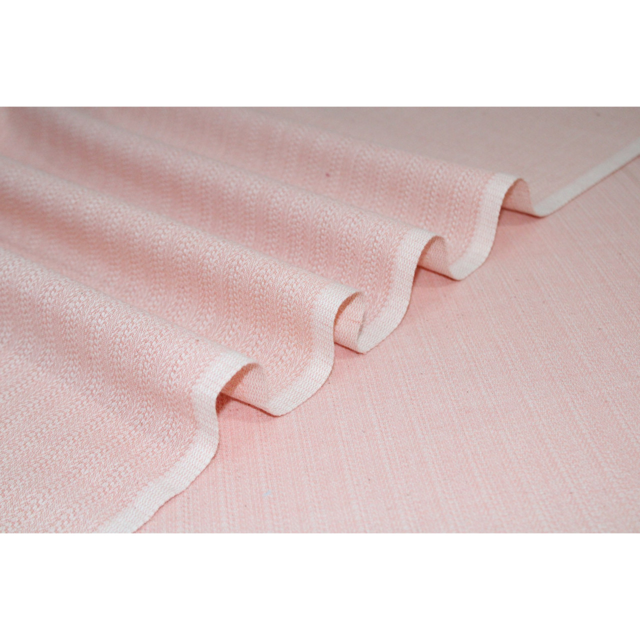 (1760) Cotton Azo-free dyed yardage from Maheshwar - Light orange, white, textured