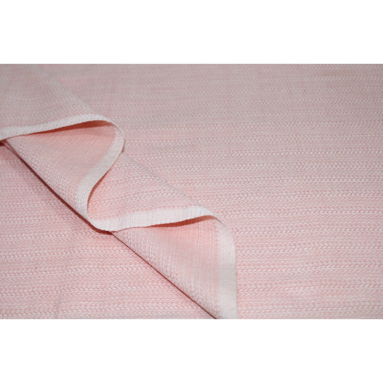 (1760) Cotton Azo-free dyed yardage from Maheshwar - Light orange, white, textured