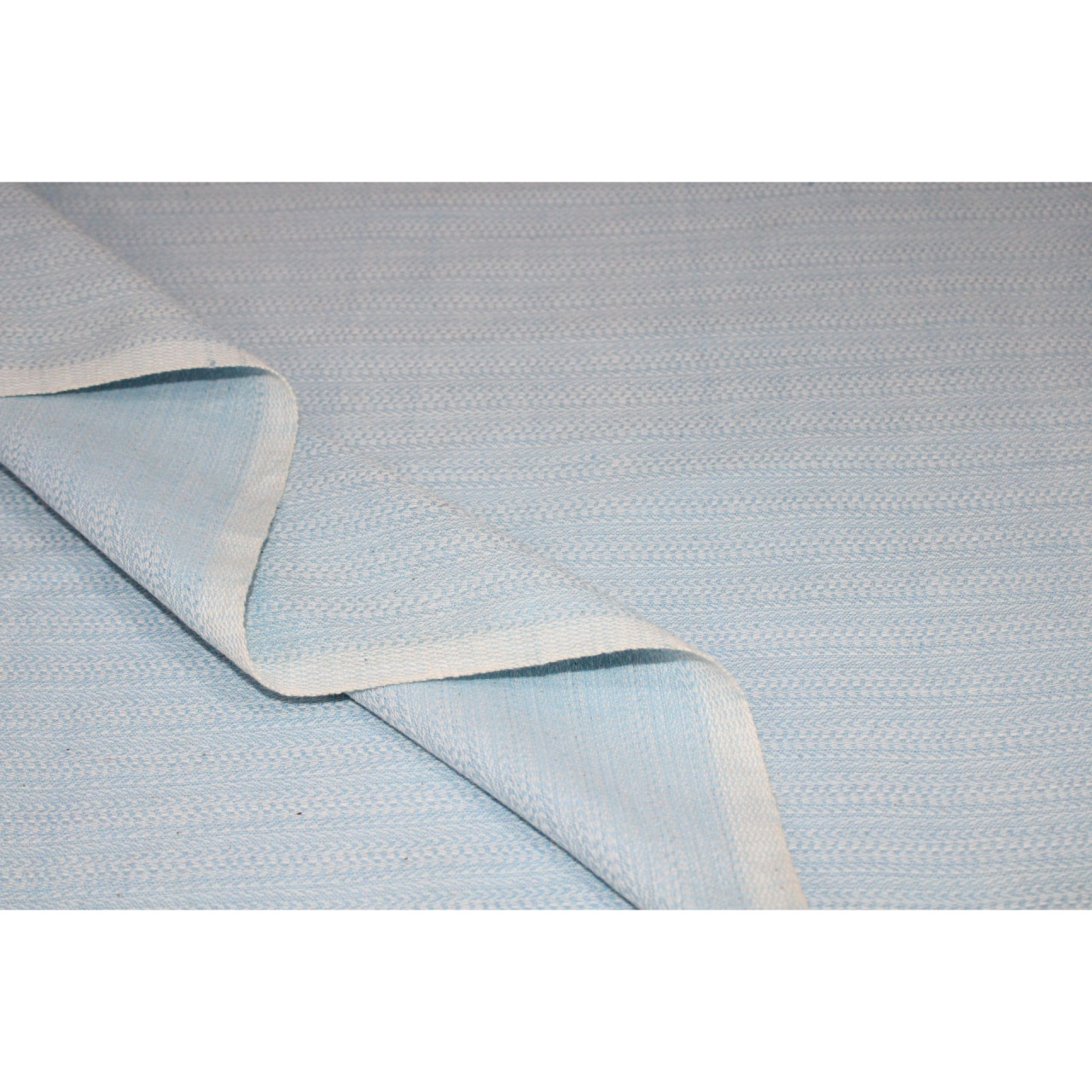 (1761) Cotton Azo-free dyed yardage from Maheshwar - Sky blue, white, textured