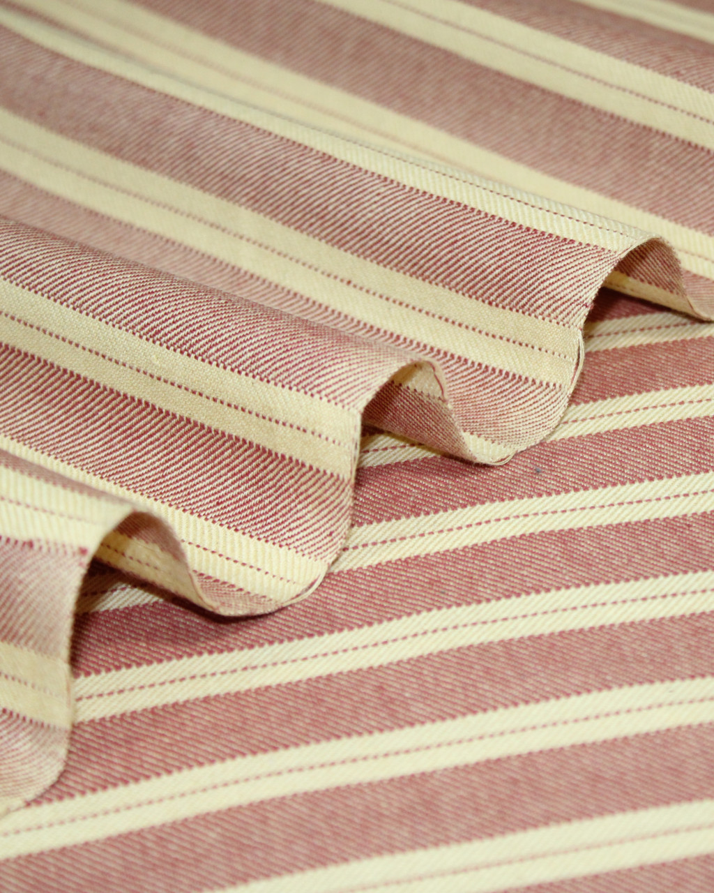 (1870) Cotton Azo-free dyed Contemporary yardage from Maheshwar - Red, tussar, stripes, twill, pointed twill, brick red