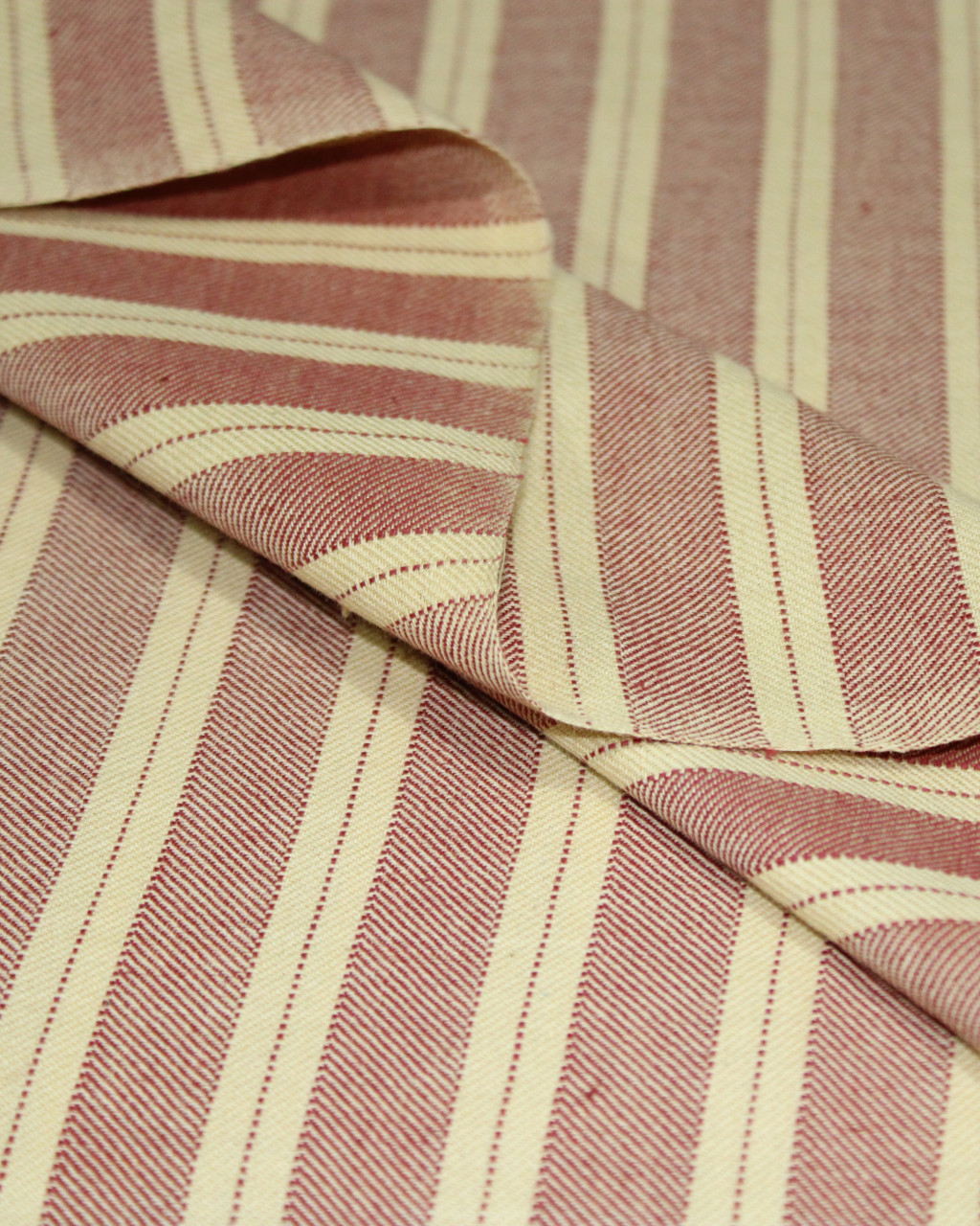 (1870) Cotton Azo-free dyed Contemporary yardage from Maheshwar - Red, tussar, stripes, twill, pointed twill, brick red