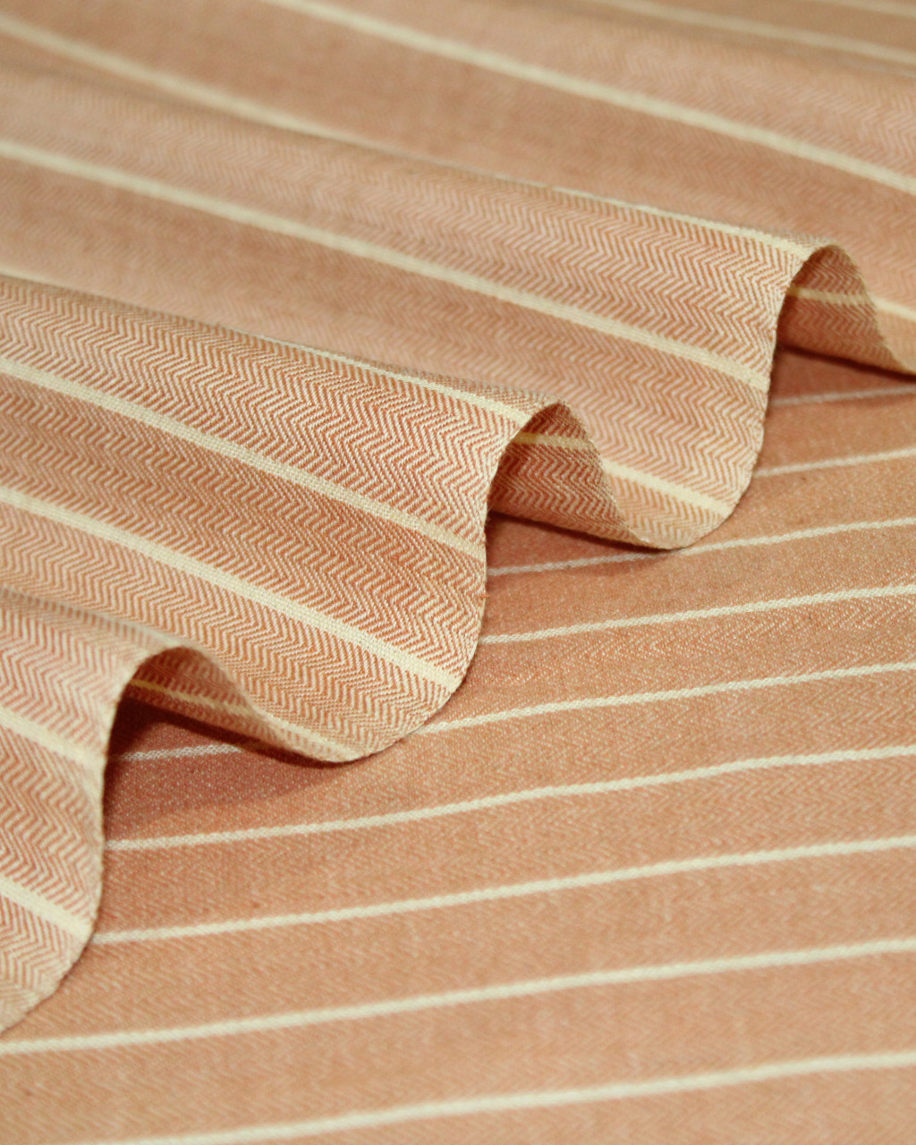 (2068) Cotton Azo-free dyed Contemporary yardage from Maheshwar - Orange, light yellow, stripes, pointed twill, light orange, light saffron