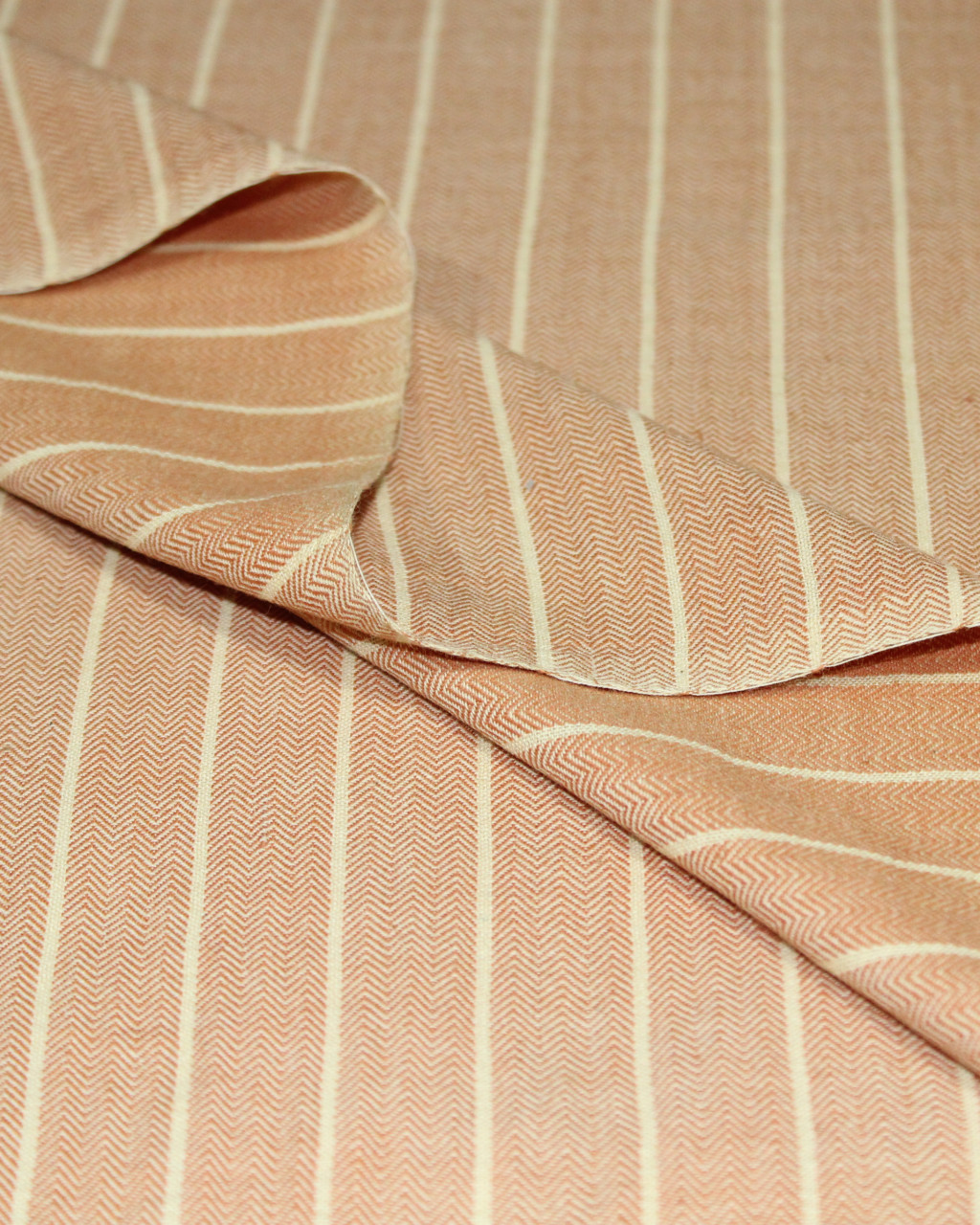 (2068) Cotton Azo-free dyed Contemporary yardage from Maheshwar - Orange, light yellow, stripes, pointed twill, light orange, light saffron