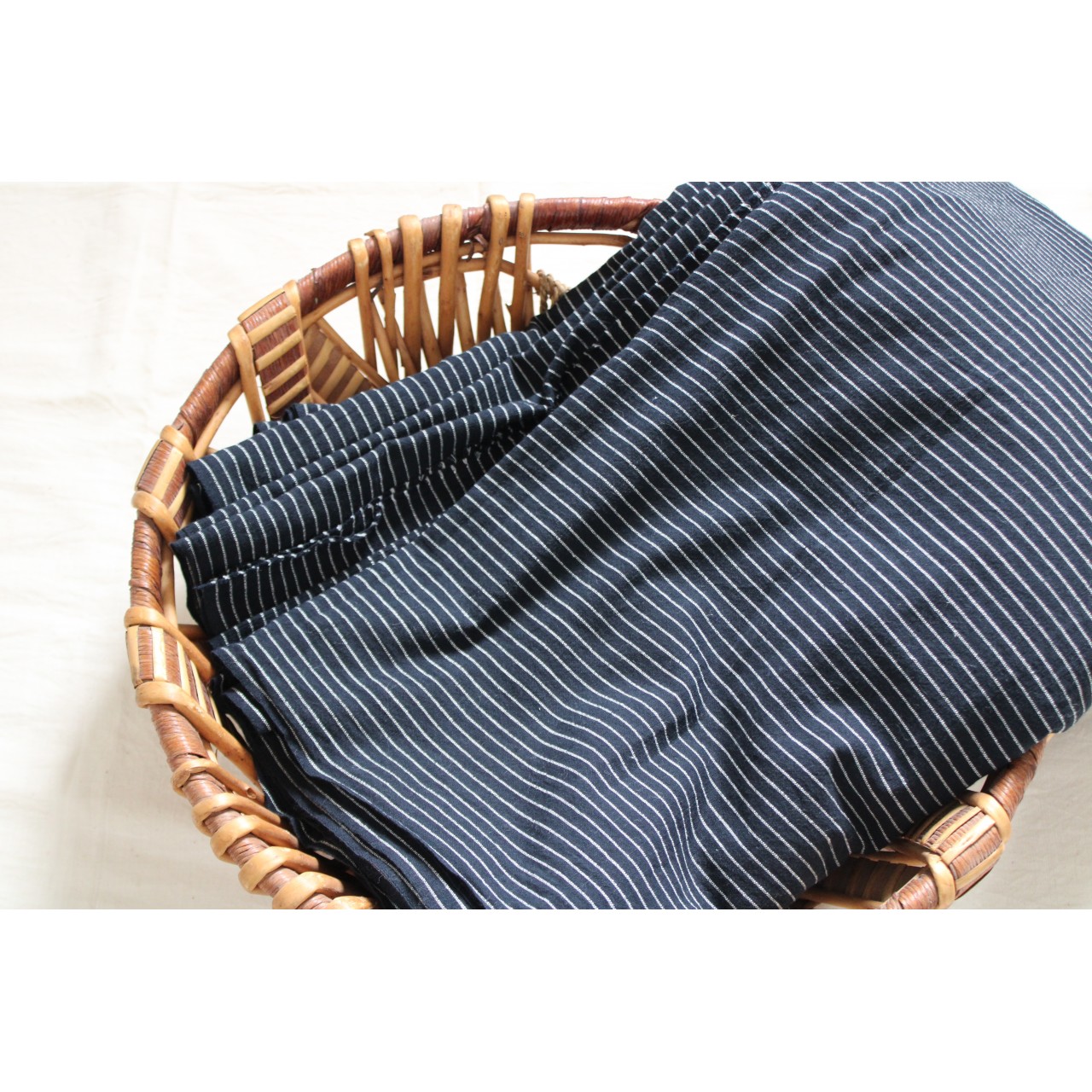 Black and White Stripes Handspun Handwoven Fabric