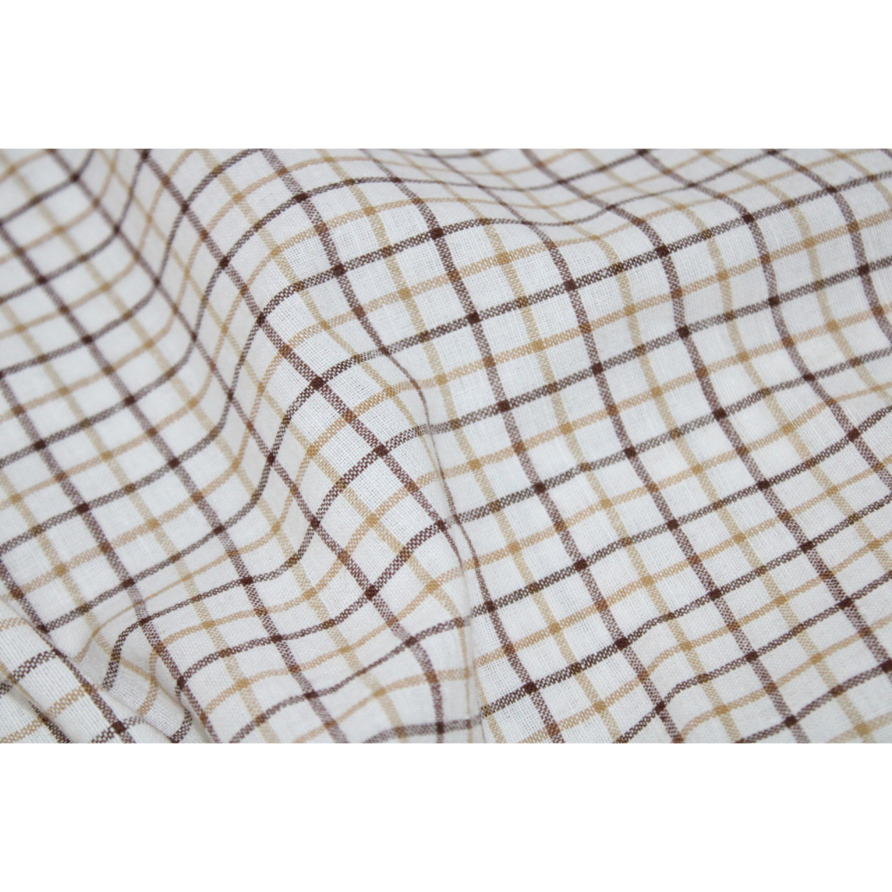 (1043) Cotton and handspun cotton Azo-free dyed yardage from Murshidabad - Mustard yellow, brown, white, checks