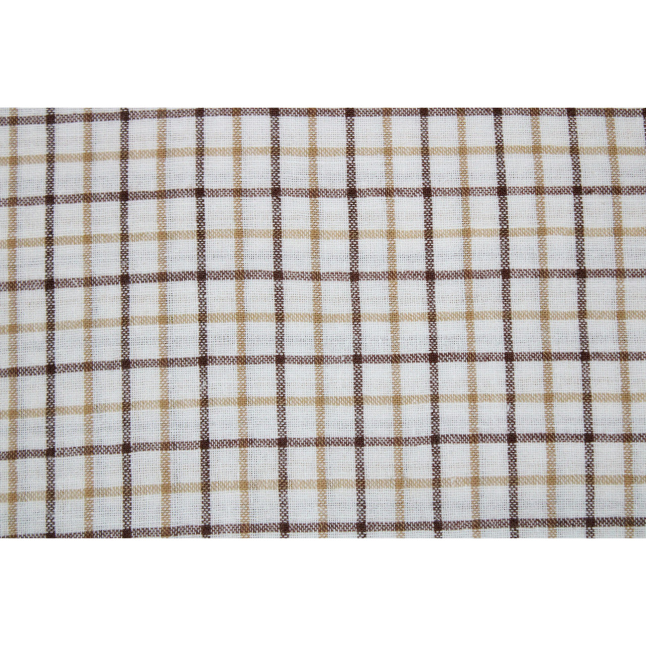 (1043) Cotton and handspun cotton Azo-free dyed yardage from Murshidabad - Mustard yellow, brown, white, checks