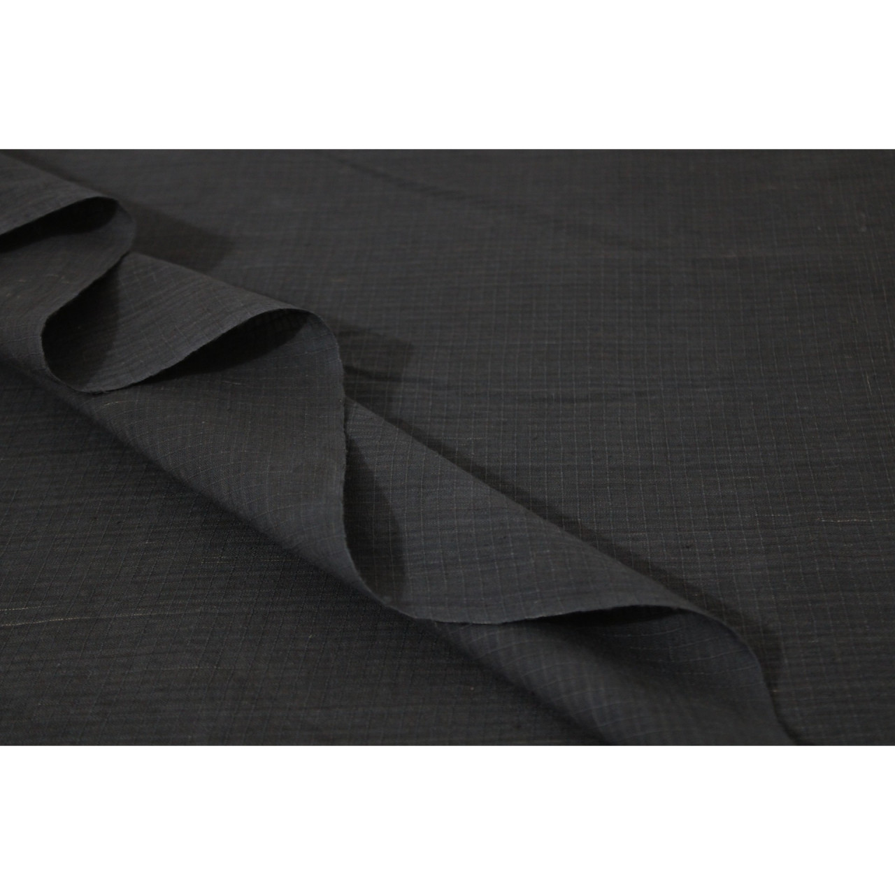 (1530) Cotton Natural dyed yardage from Murshidabad - Black, checks, textured