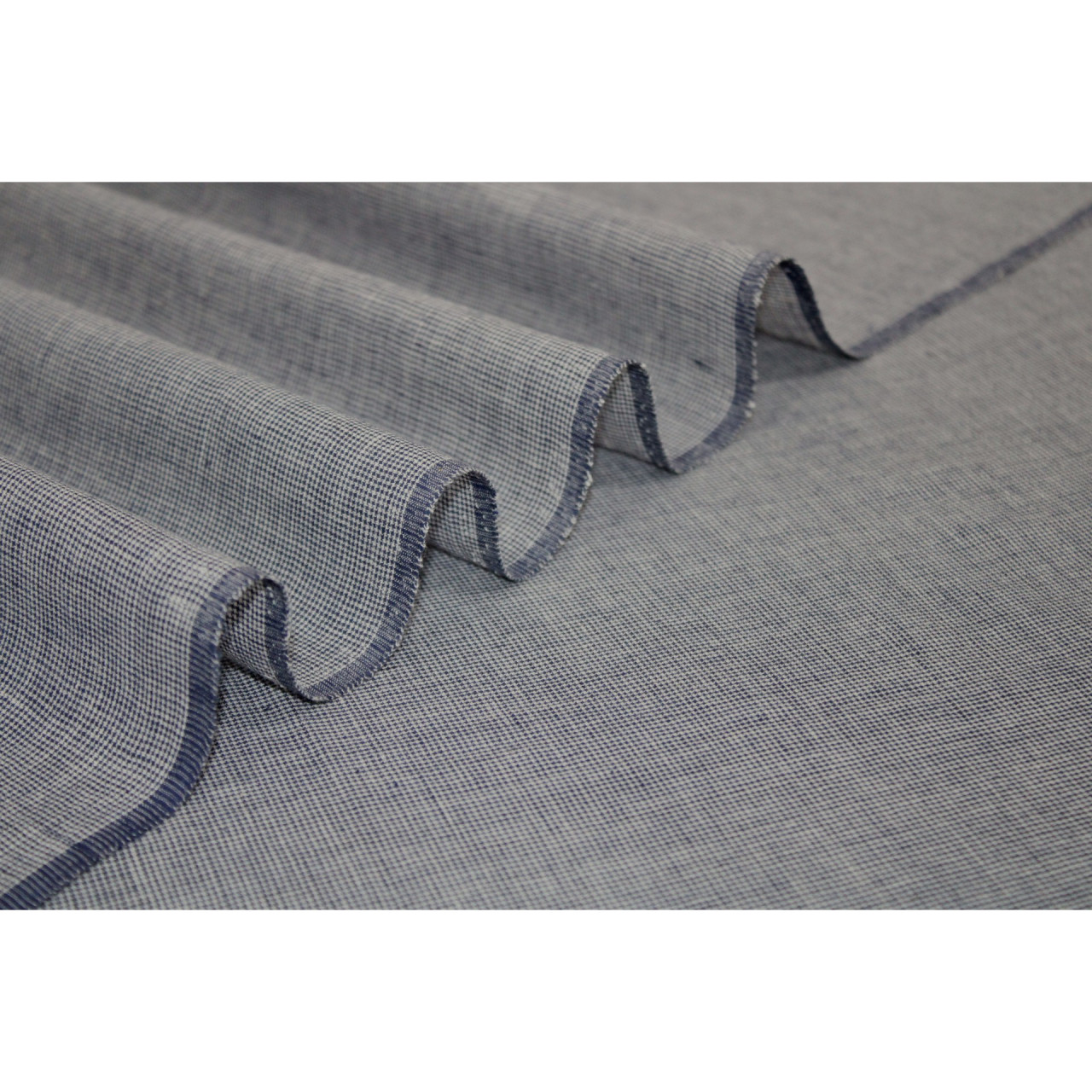 (1907) Cotton Azo-free dyed yardage from Murshidabad - Indigo, white, stripes, textured